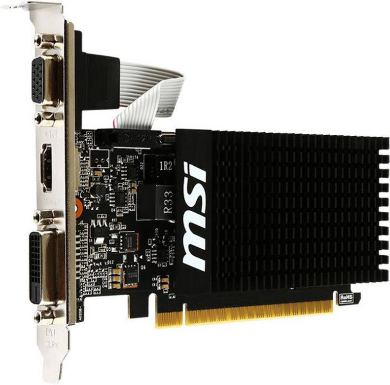 MSI Grafikkarte Nvidia GeForce GT710  1 GB DDR3-RAM PCIe x16  HDMI®, DVI, VGA Low Profile, Passiv gekühlt