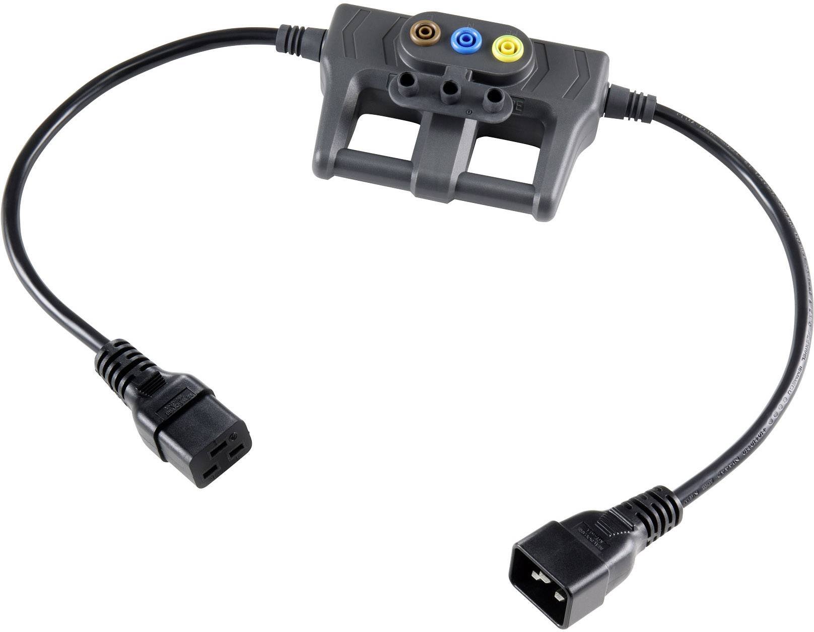 VOLTCRAFT CAA-1L 16 Messadapter Kaltgeräte-Stecker C20 - Kaltgeräte-Buchse C19 Dunkelgrau