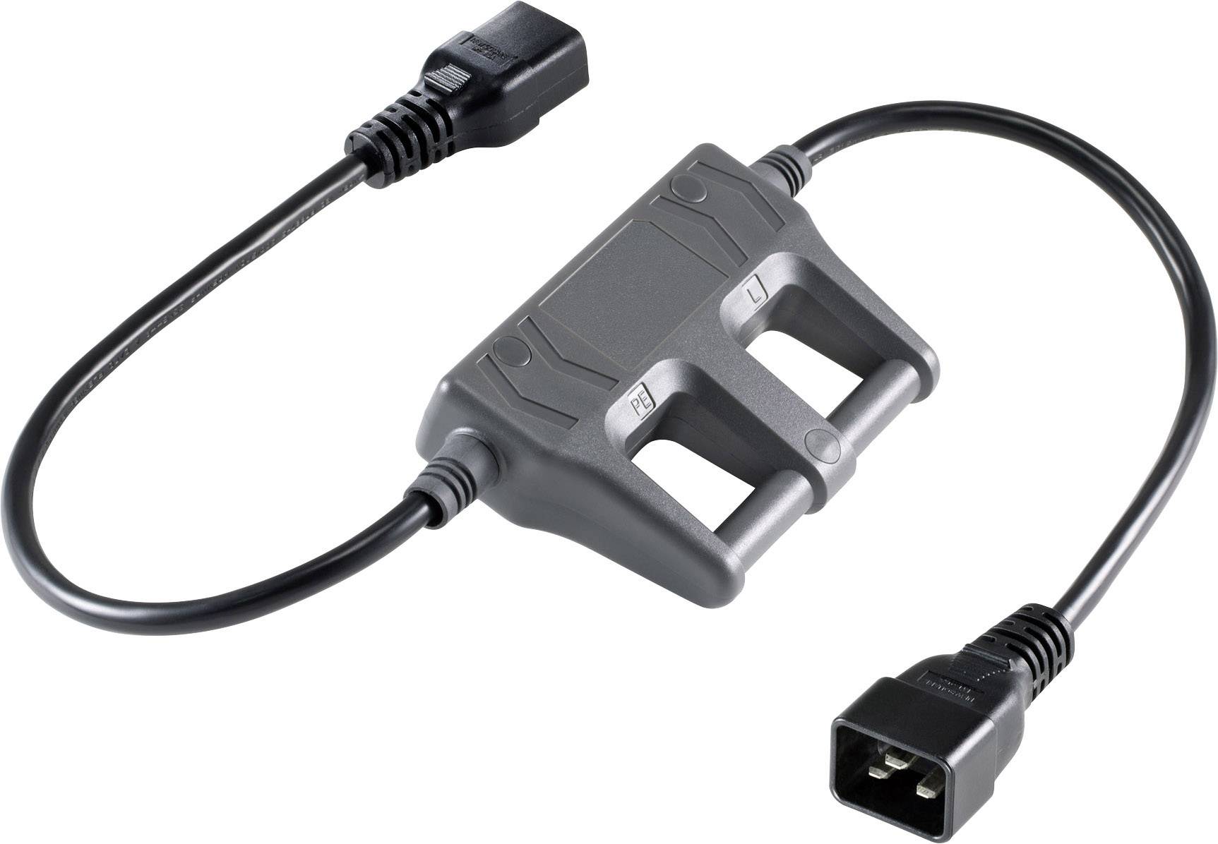 VOLTCRAFT CAA-1L 16 Messadapter Kaltgeräte-Stecker C20 - Kaltgeräte-Buchse C19 Dunkelgrau