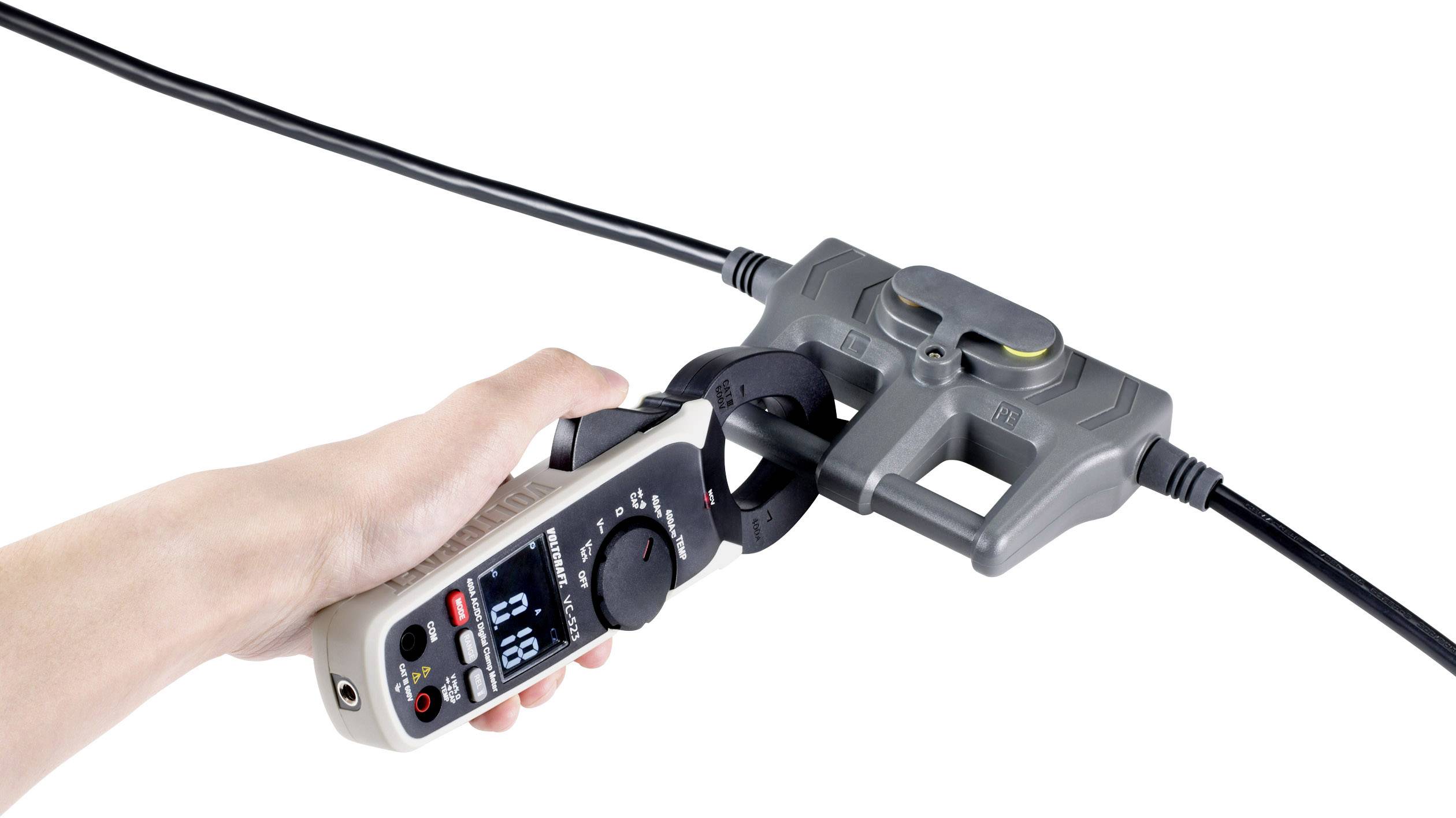 VOLTCRAFT CAA-1L 10 Messadapter Kaltgeräte-Stecker C14 - Kaltgeräte-Buchse C13 Dunkelgrau