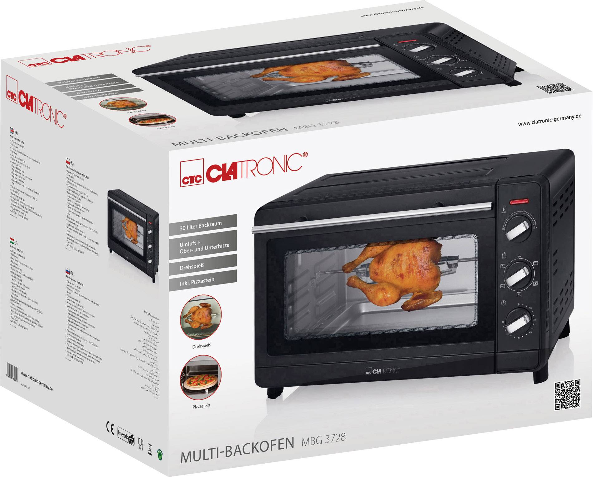 Clatronic MBG 3728 Minibackofen Heißluft-Funktion 30l