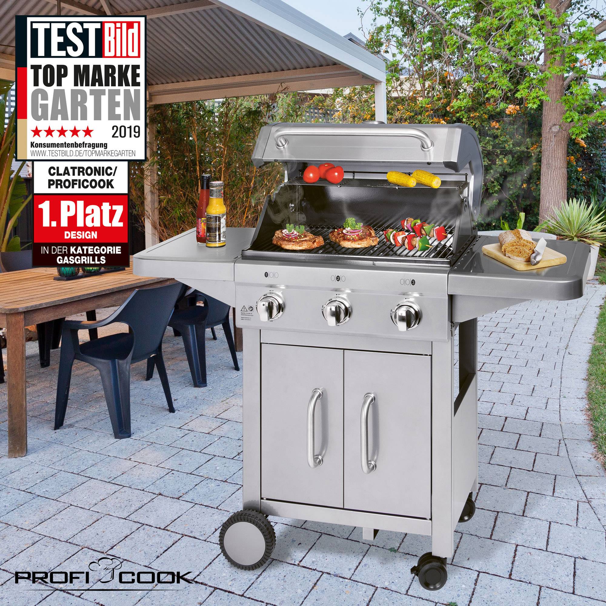 Profi Cook PC-GG 1179 Gas Grill 3 Brenner  Edelstahl