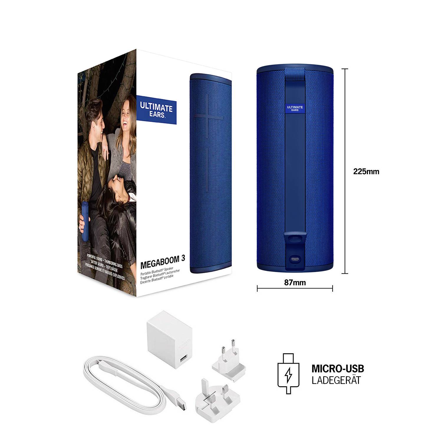 Ultimate Ears MEGABOOM 3 Bluetooth® Lautsprecher tragbar, schockresistent, staubfest, wasserdicht Blau