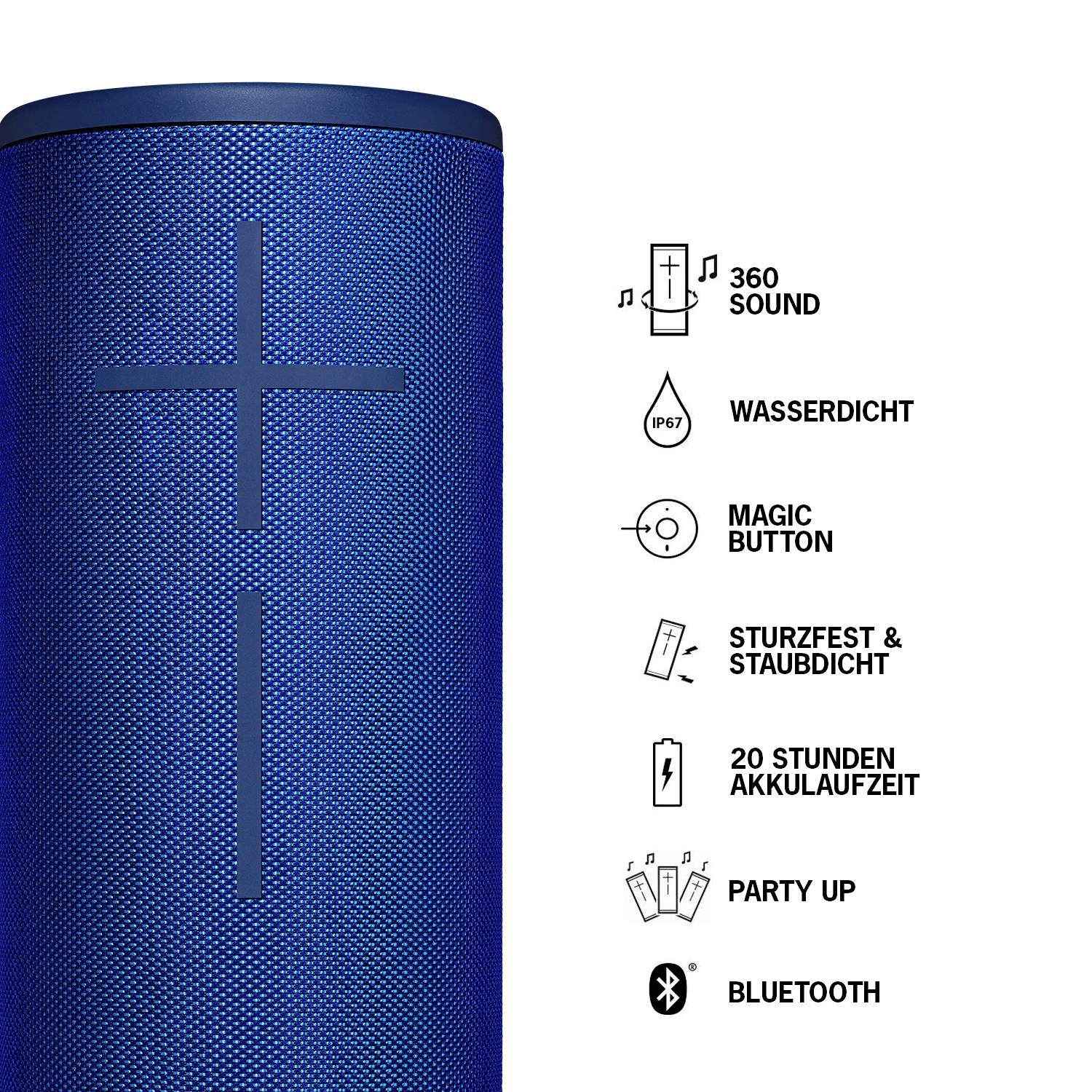 Ultimate Ears MEGABOOM 3 Bluetooth® Lautsprecher tragbar, schockresistent, staubfest, wasserdicht Blau