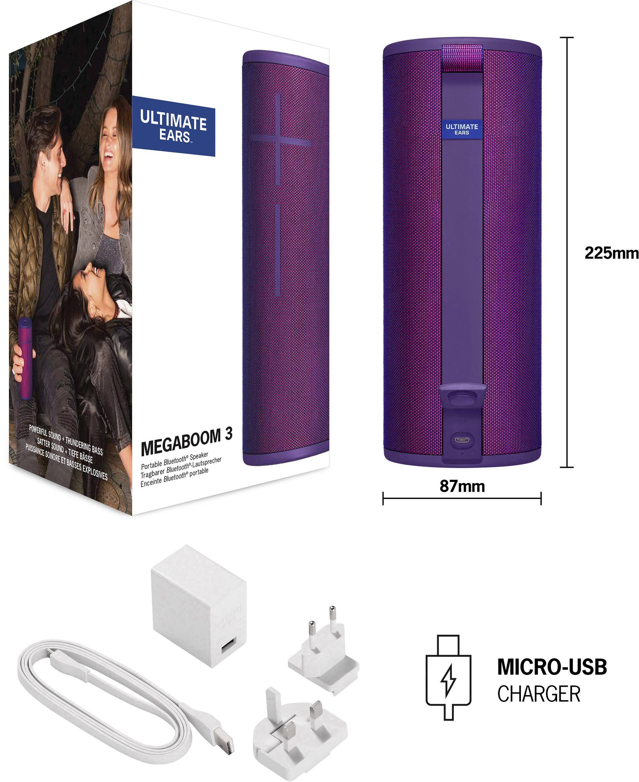 Ultimate Ears MEGABOOM 3 Bluetooth® Lautsprecher tragbar, schockresistent, staubfest, wasserdicht Violett