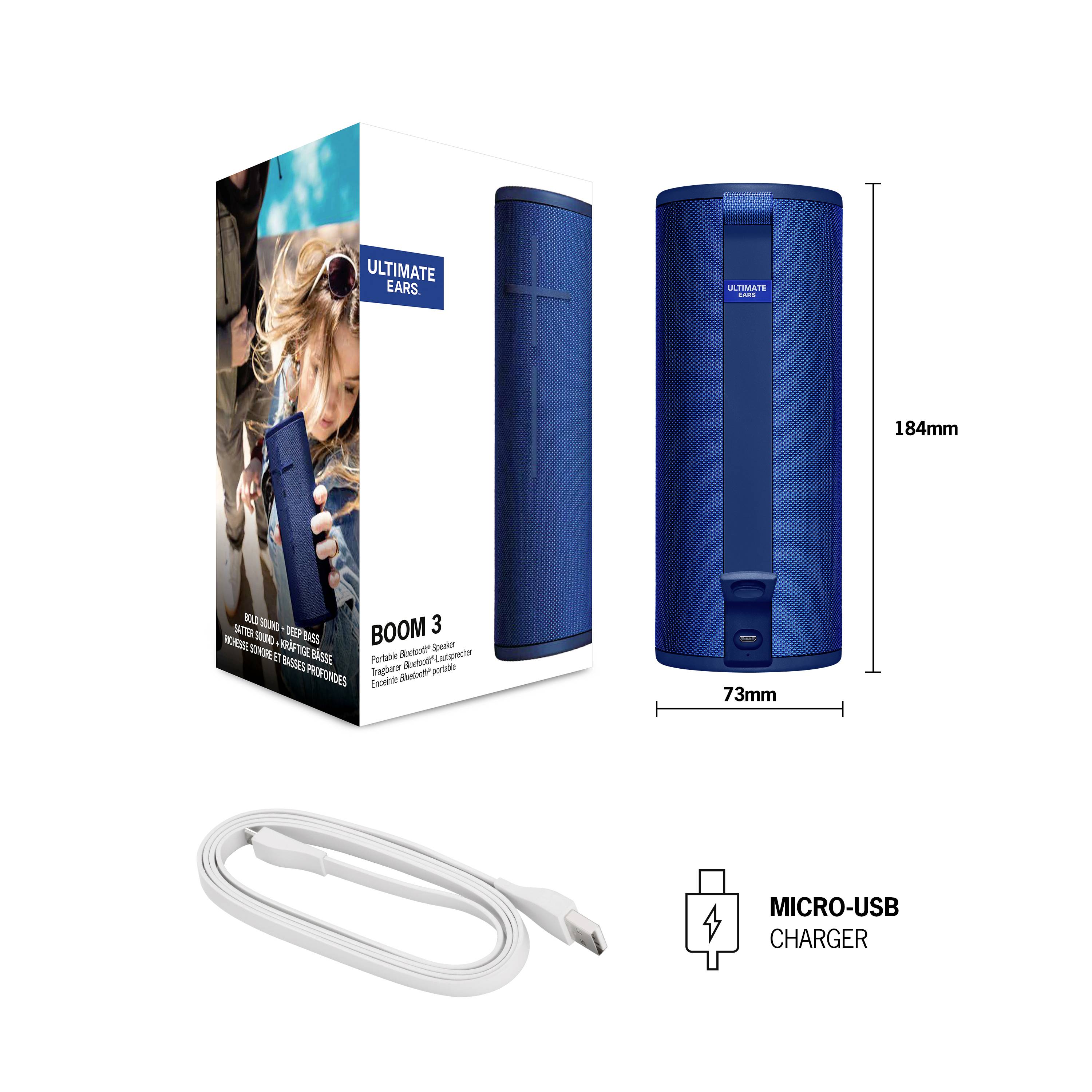 Ultimate Ears Boom 3 Bluetooth® Lautsprecher tragbar, schockresistent, staubfest, wasserdicht Blau