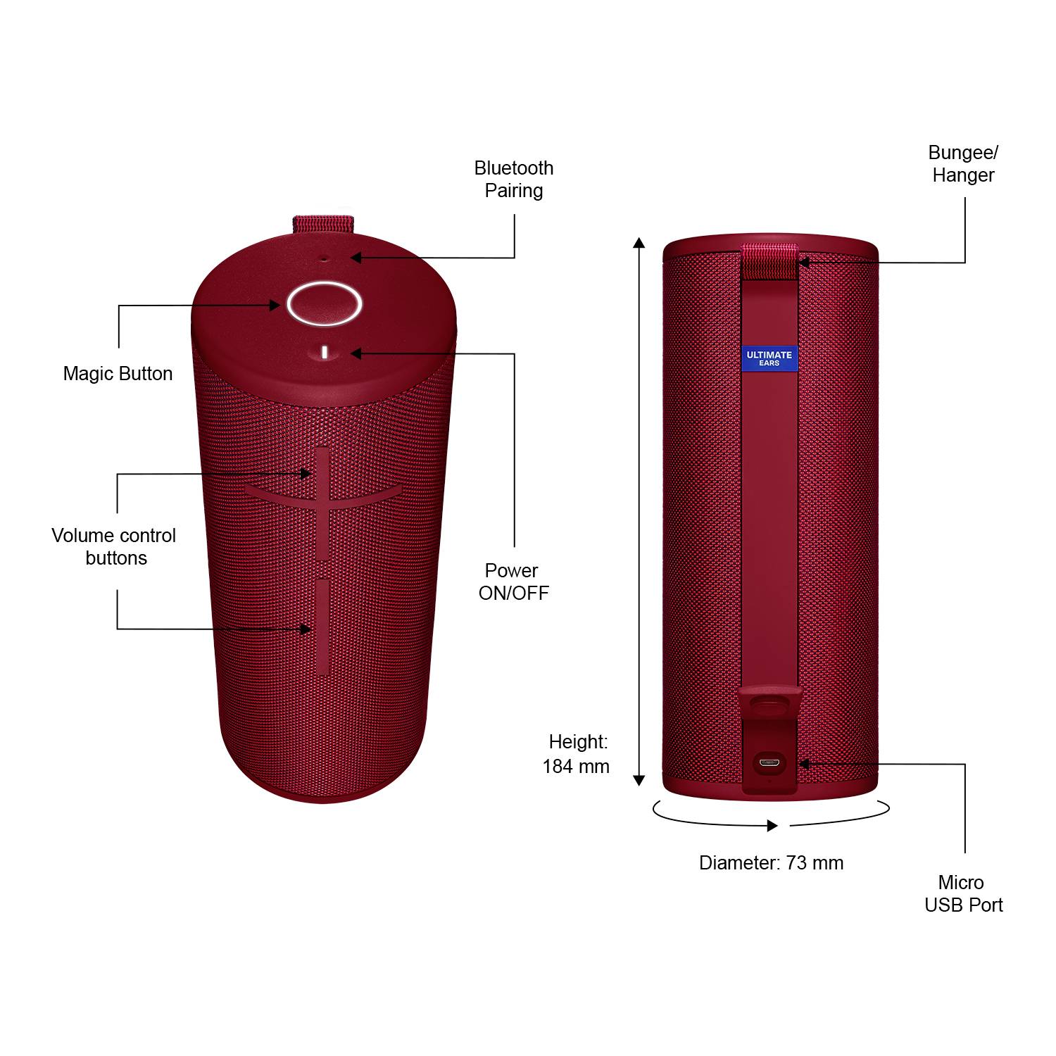 Ultimate Ears Boom 3 Bluetooth® Lautsprecher tragbar, schockresistent, staubfest, wasserdicht Rot