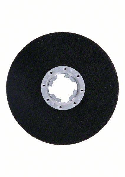 Abriebfeste Schleifscheibe mit Loch in der Mitte zur Befestigung auf Schleifmaschinen, verwendet zum Glätten von Oberflächen.