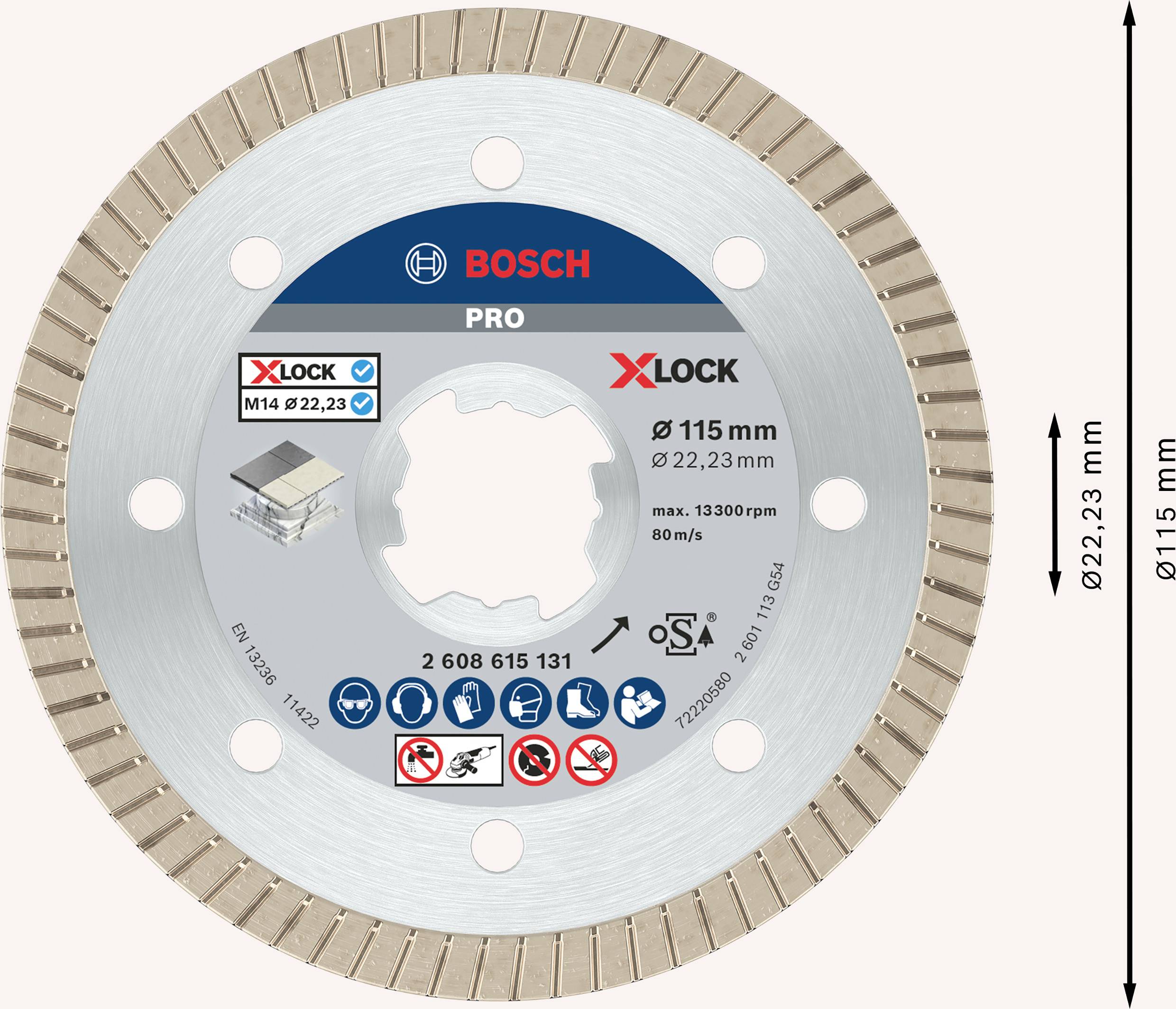 Bosch Accessories 2608615131 Diamanttrennscheibe Durchmesser 115mm 1St.