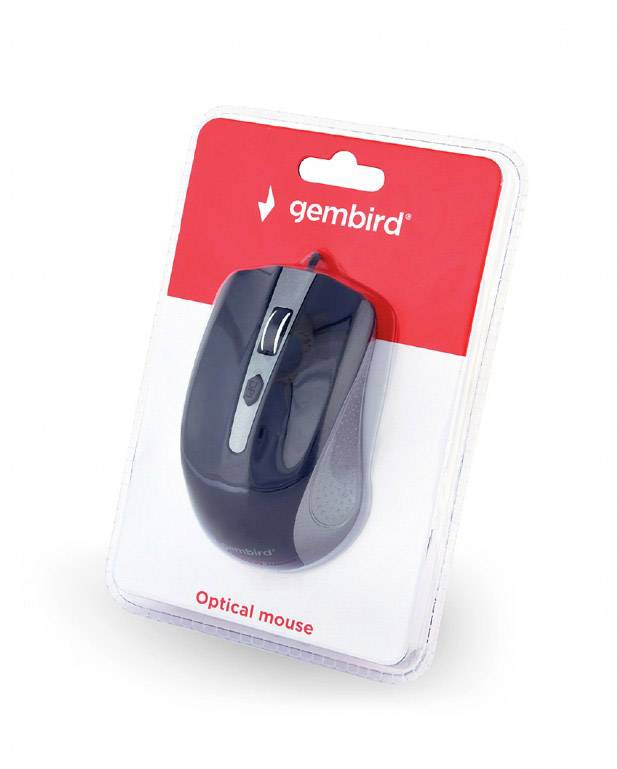 Gembird MUS-4B-01-GB Maus USB Optisch Grau, Schwarz 4 Tasten 800 dpi, 1000 dpi, 1200 dpi