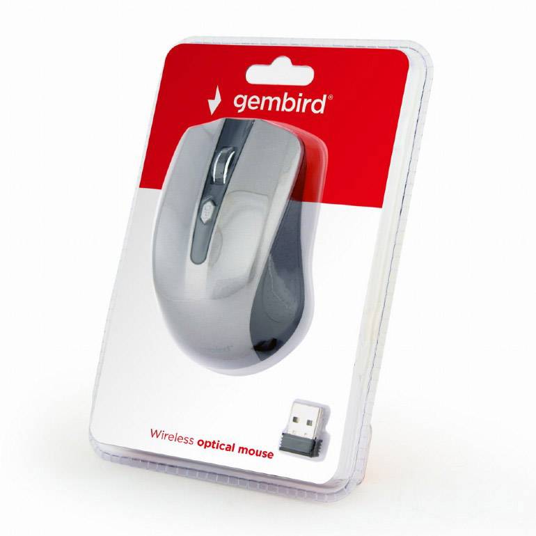 Gembird MUSW-4B-04-BG Maus Funk Optisch Schwarz, Grau 4 Tasten 1600 dpi