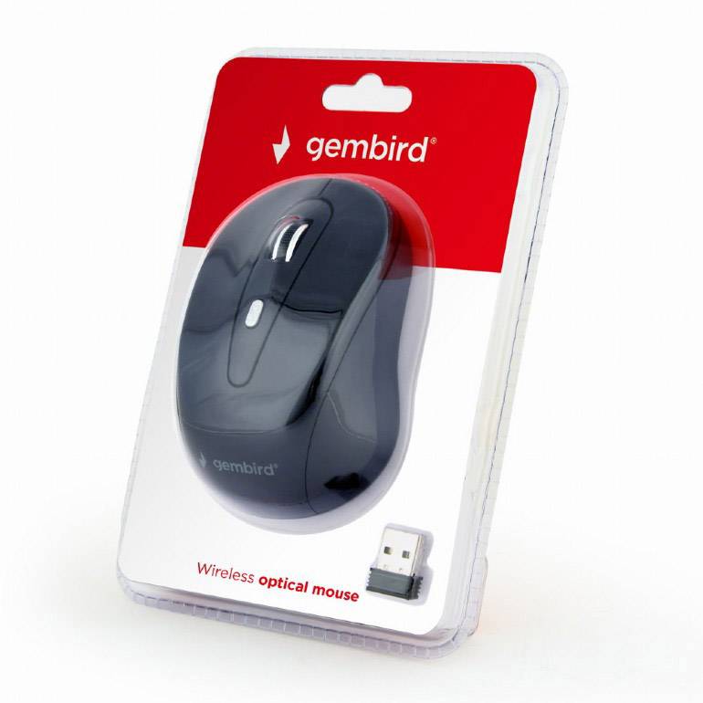Gembird MUSW-6B-01 Maus Funk Optisch Schwarz, Silber 4 Tasten 1600 dpi