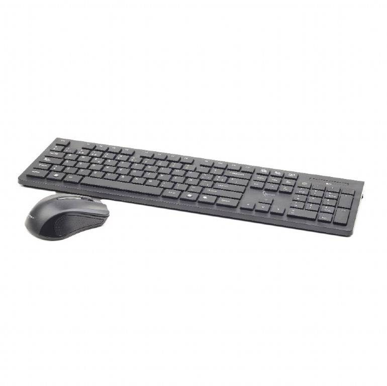 Gembird KBS-WCH-01-DE Funk Tastatur, Maus-Set Deutsch, QWERTZ, Windows® Grau