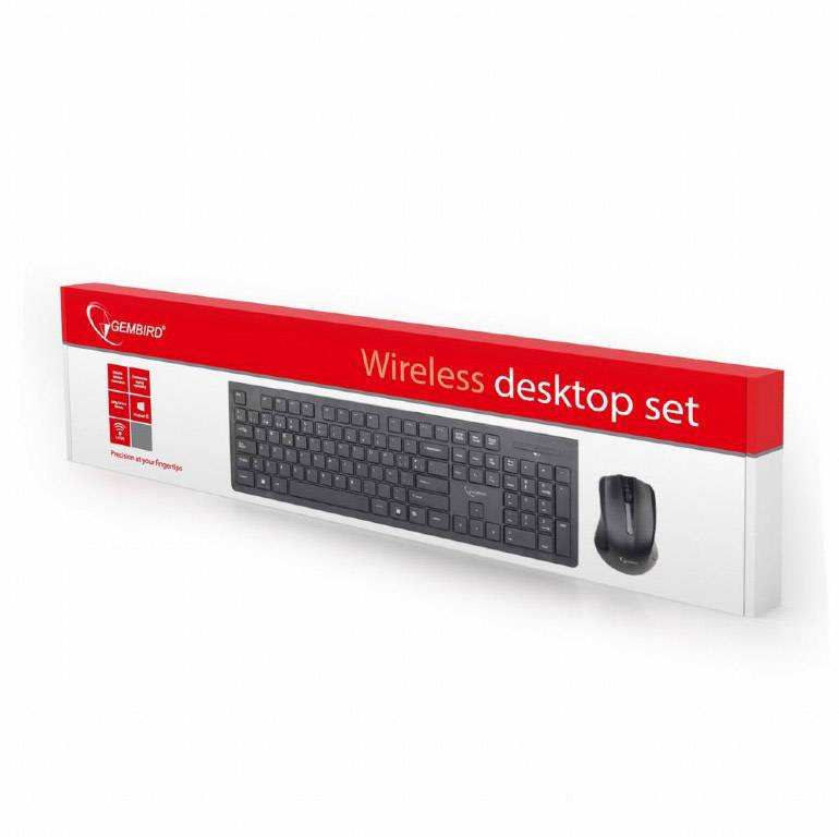 Gembird KBS-WCH-01-DE Funk Tastatur, Maus-Set Deutsch, QWERTZ, Windows® Grau