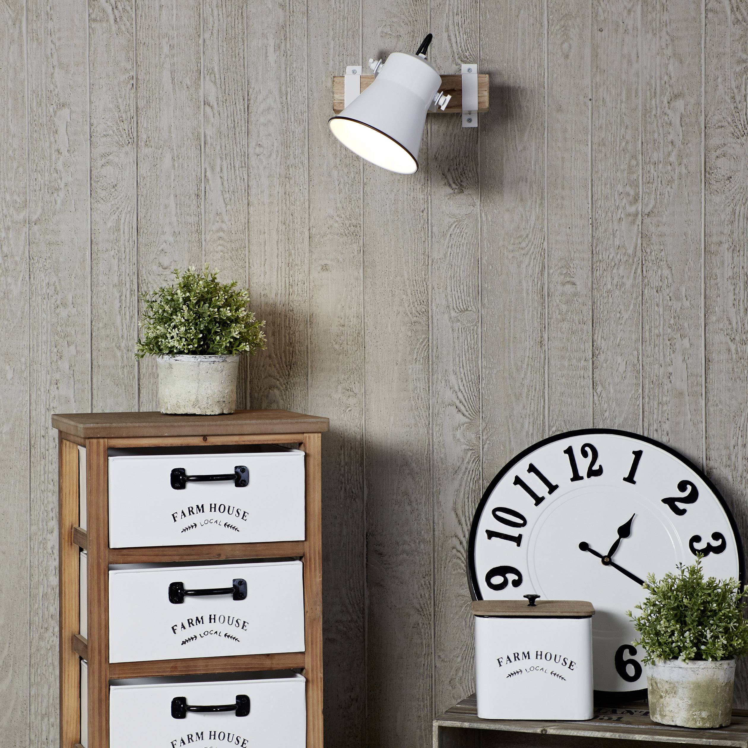 Brilliant Plow 82110/05 Wandstrahler E27 10 W LED Weiß, Holz (hell)