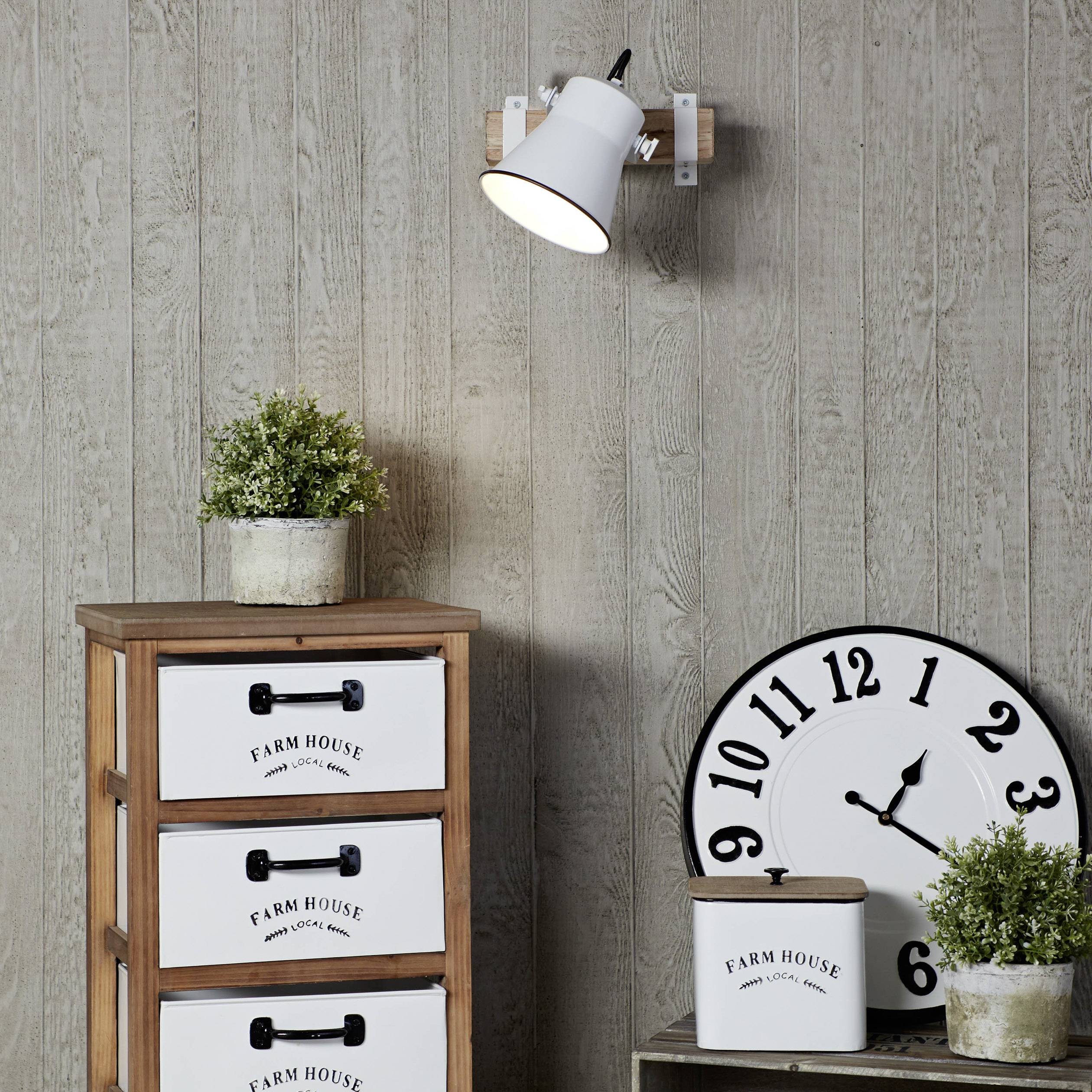 Brilliant Plow 82110/05 Wandstrahler E27 10 W LED Weiß, Holz (hell)