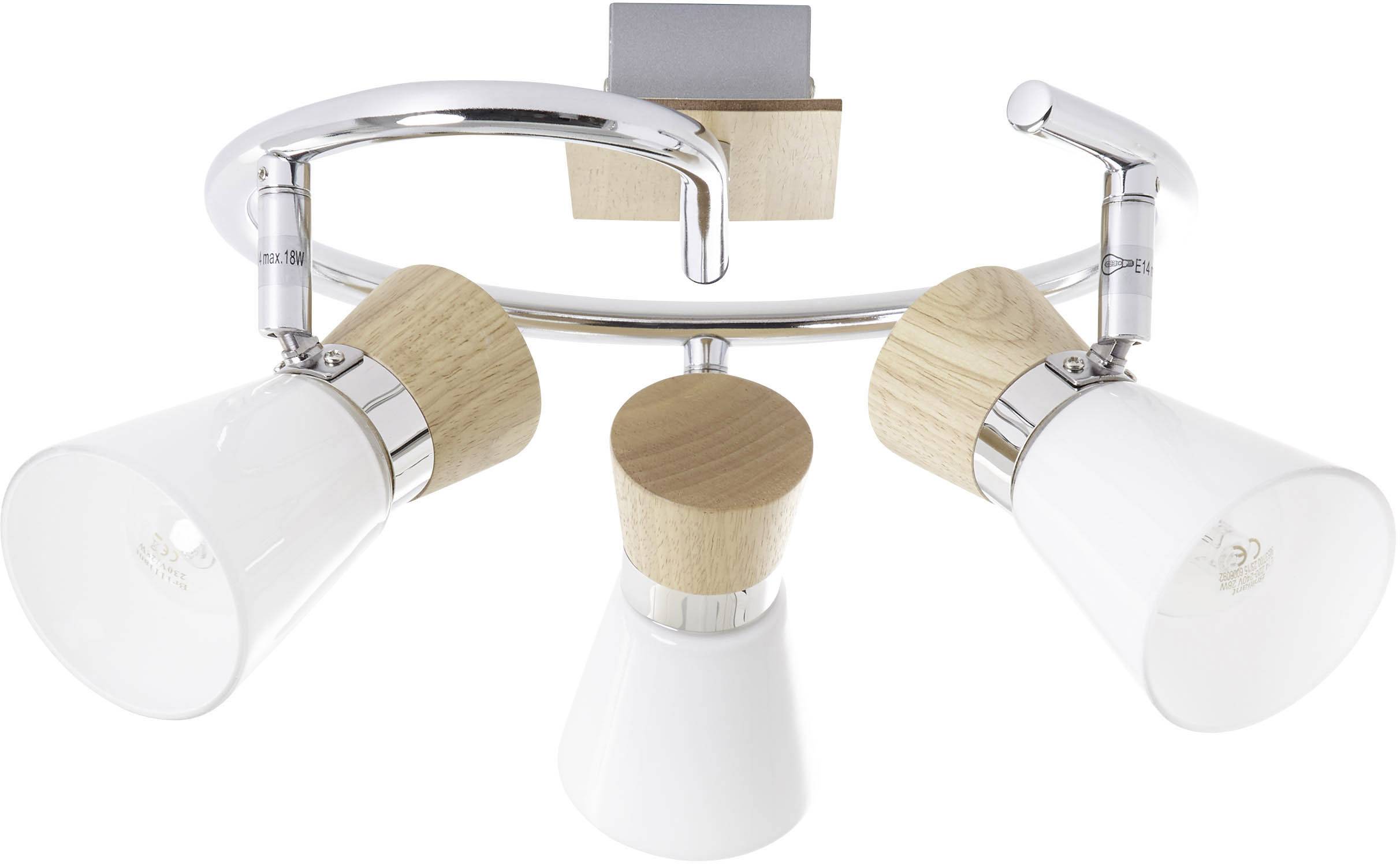 Brilliant Nacolla 56333/75 Deckenstrahler LED E14 54W Holz (hell), Chrom, Weiß