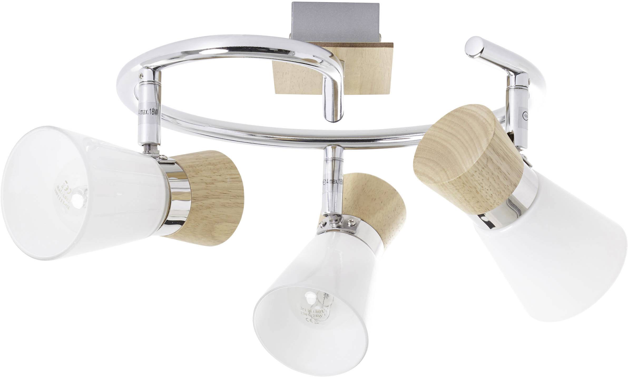 Brilliant Nacolla 56333/75 Deckenstrahler LED E14 54W Holz (hell), Chrom, Weiß