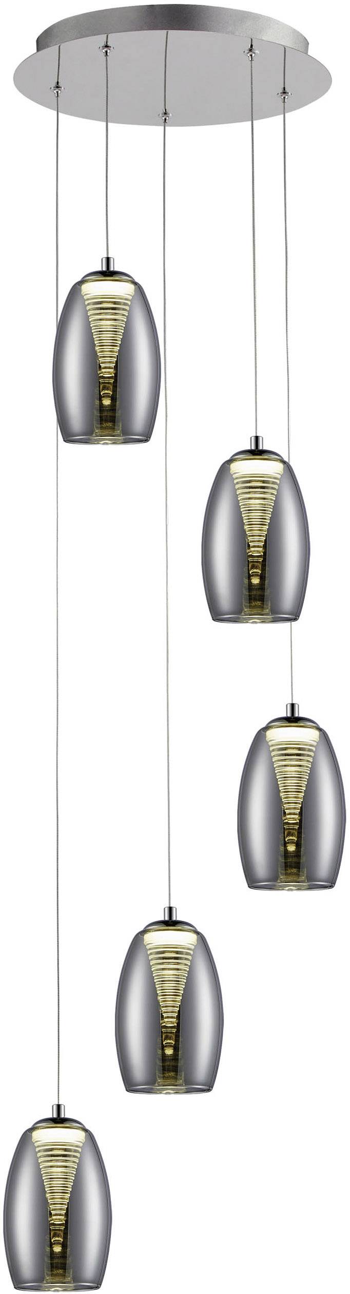 Brilliant Metropolis G60773/93 LED-Pendelleuchte LED LED fest eingebaut 25 W Chrom, Rauch