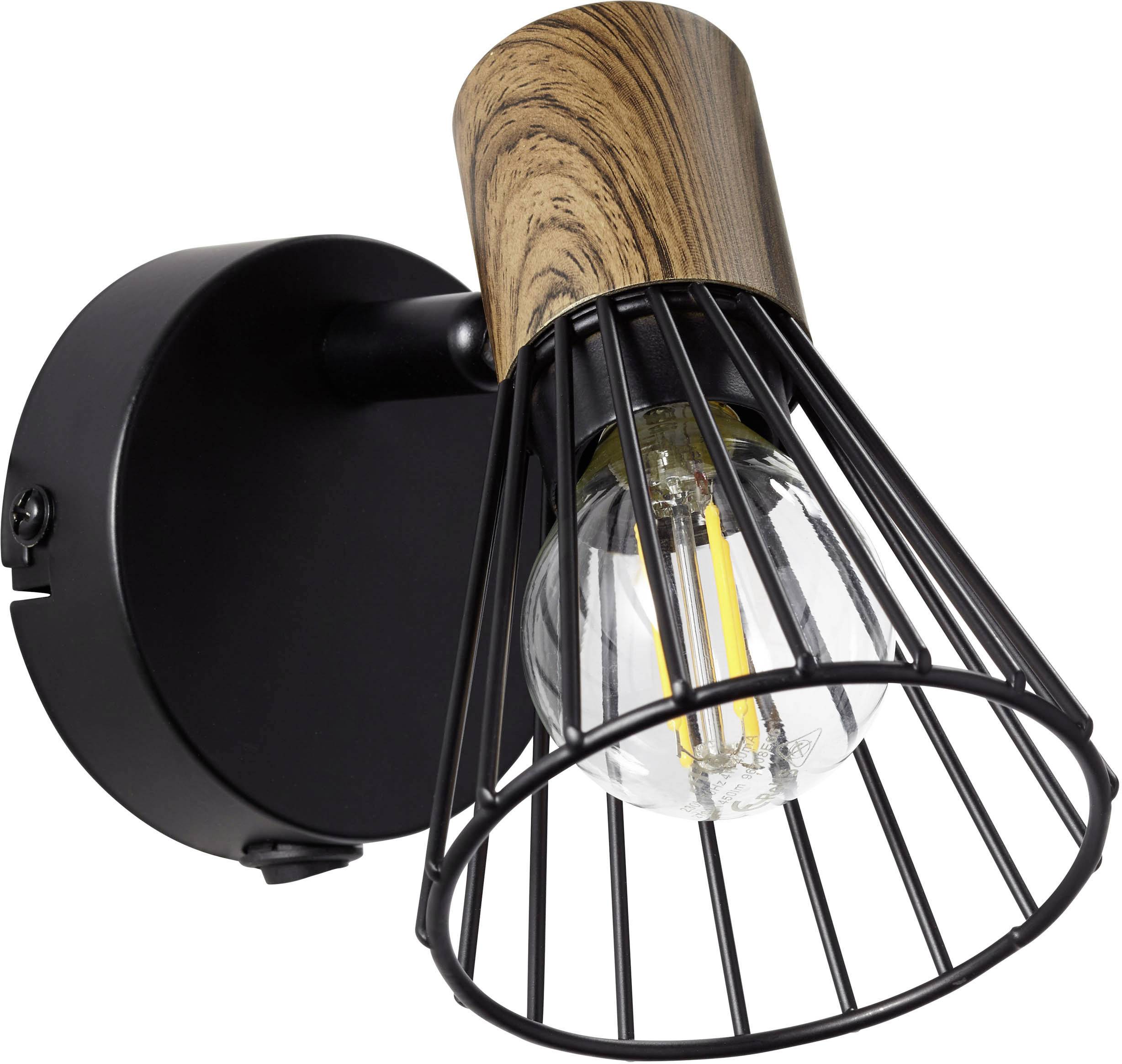 Brilliant Manama 78111/76 Wandstrahler E14 18 W LED Holz (dunkel), Schwarz (matt)