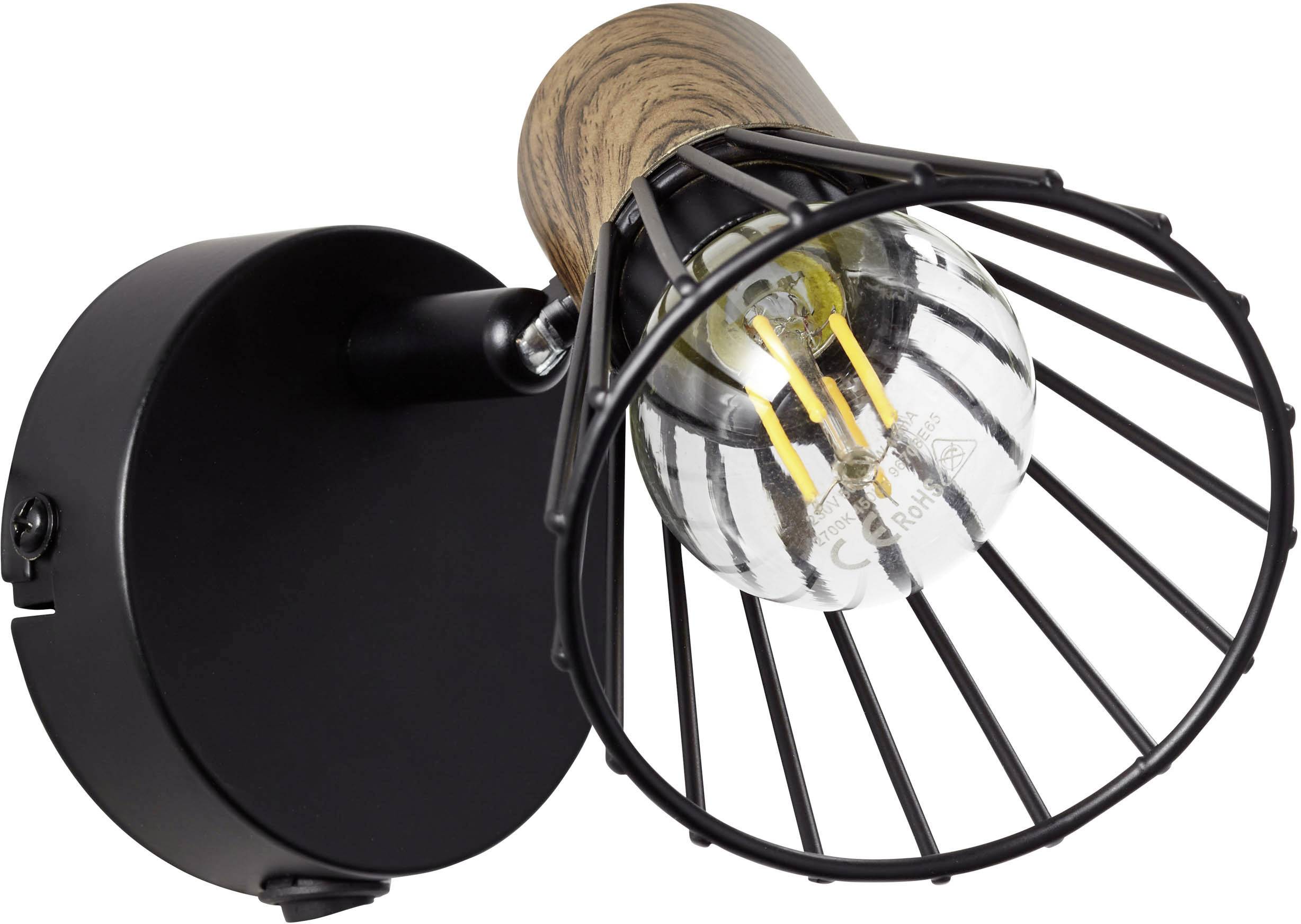 Brilliant Manama 78111/76 Wandstrahler E14 18 W LED Holz (dunkel), Schwarz (matt)