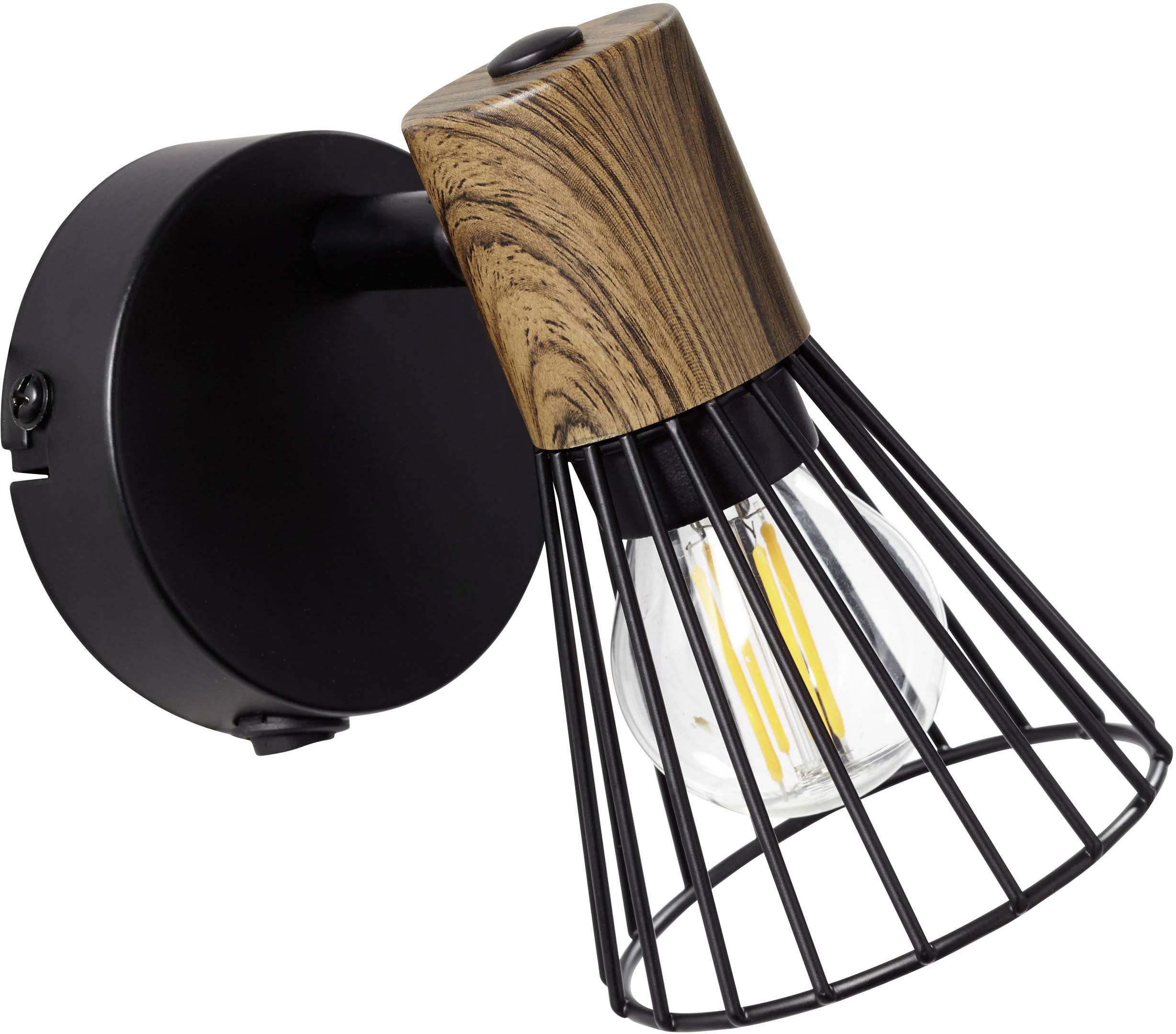 Brilliant Manama 78111/76 Wandstrahler E14 18 W LED Holz (dunkel), Schwarz (matt)