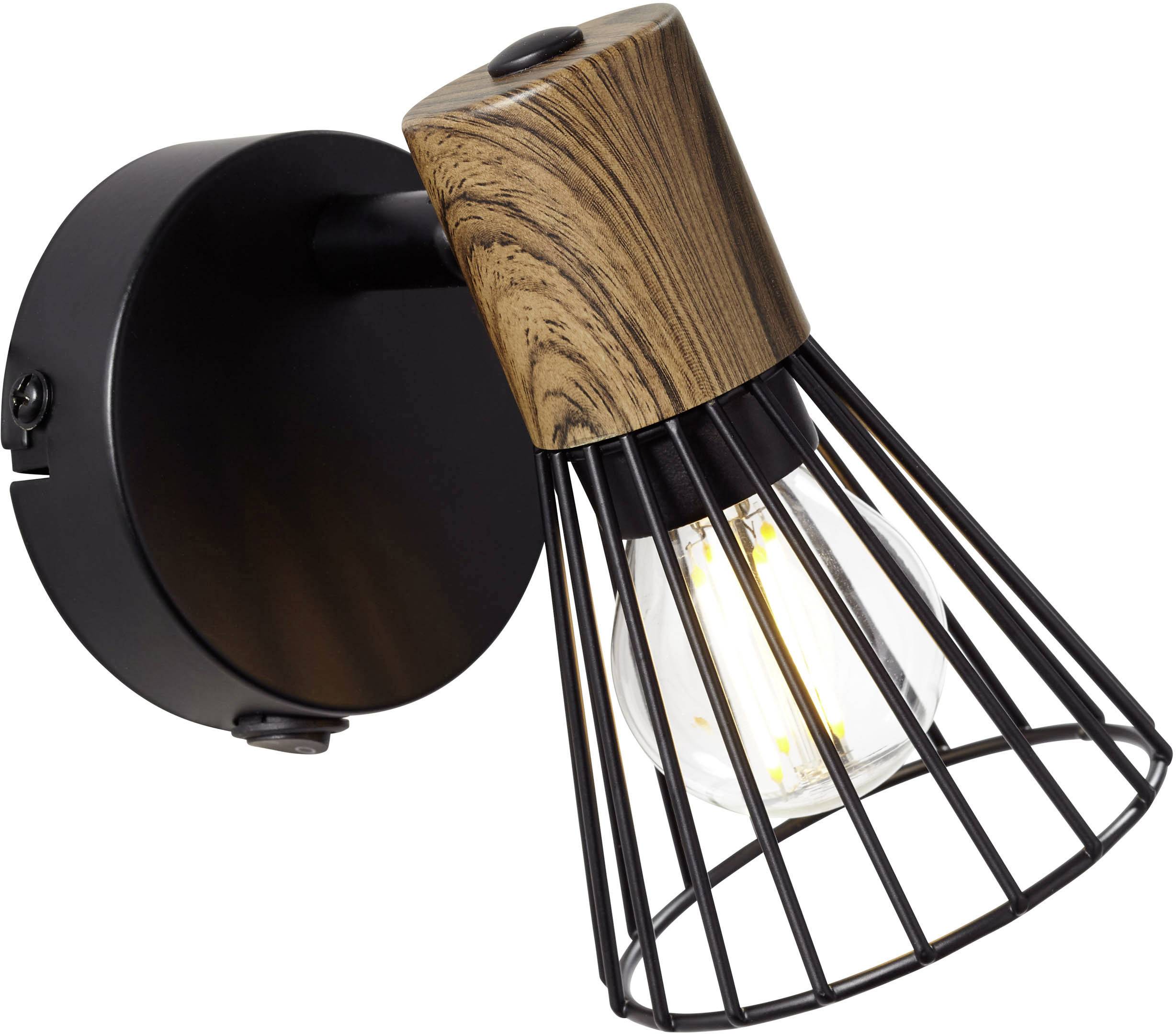 Brilliant Manama 78111/76 Wandstrahler E14 18 W LED Holz (dunkel), Schwarz (matt)