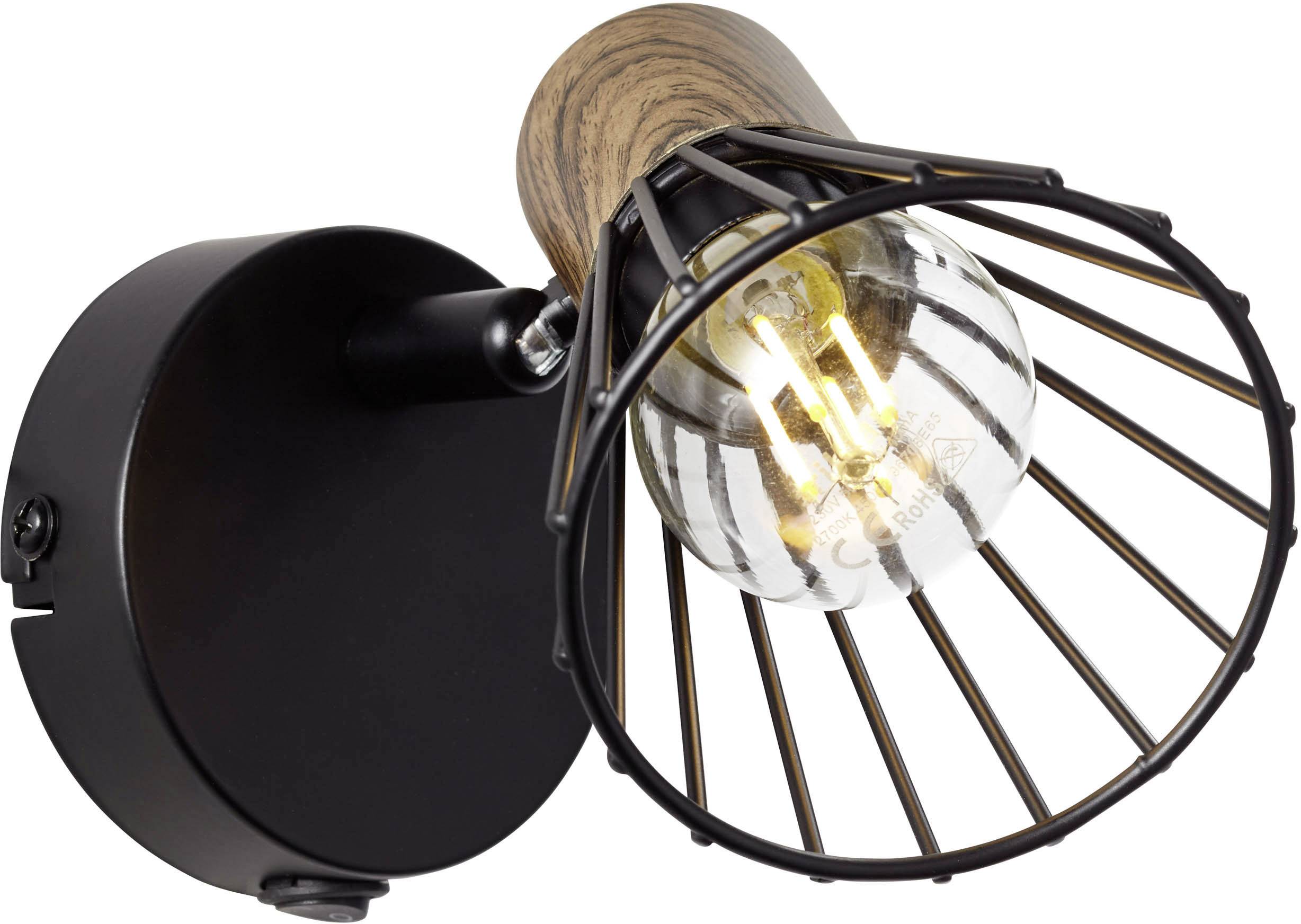 Brilliant Manama 78111/76 Wandstrahler E14 18 W LED Holz (dunkel), Schwarz (matt)