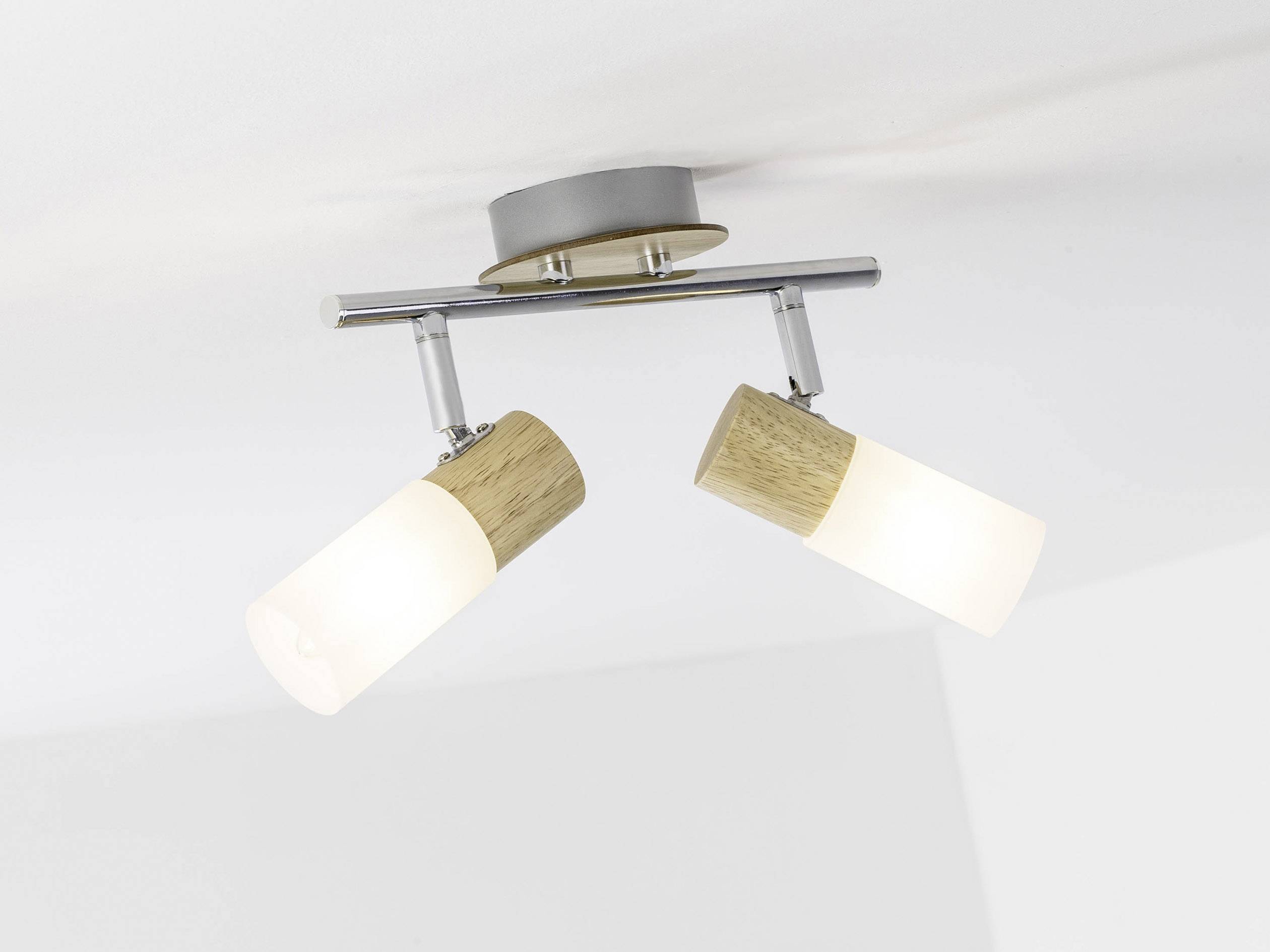 Brilliant Babsan 51413/50 Deckenstrahler LED E14 7 W Holz (hell), Weiß