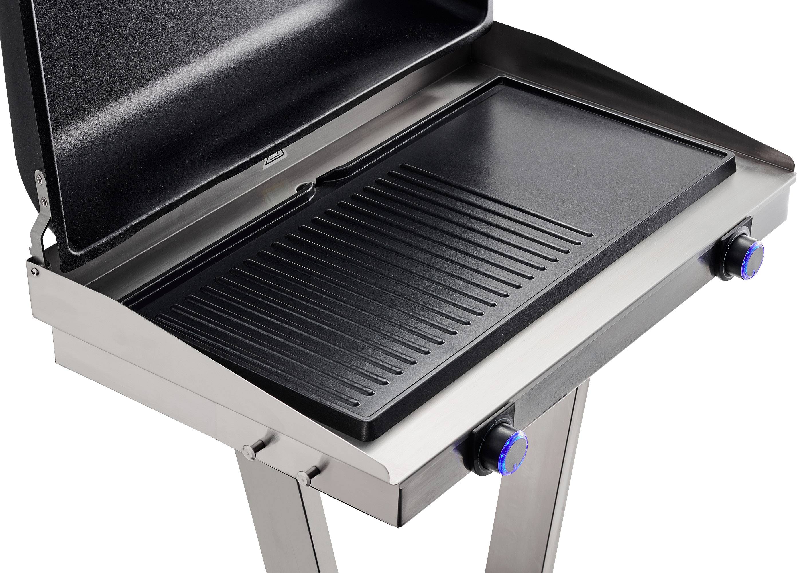 TKG Team Kalorik TKG EBBQ 1002L Elektro Grill 2 getrennte Temperaturregler, 2 Grillzonen Edelstahl