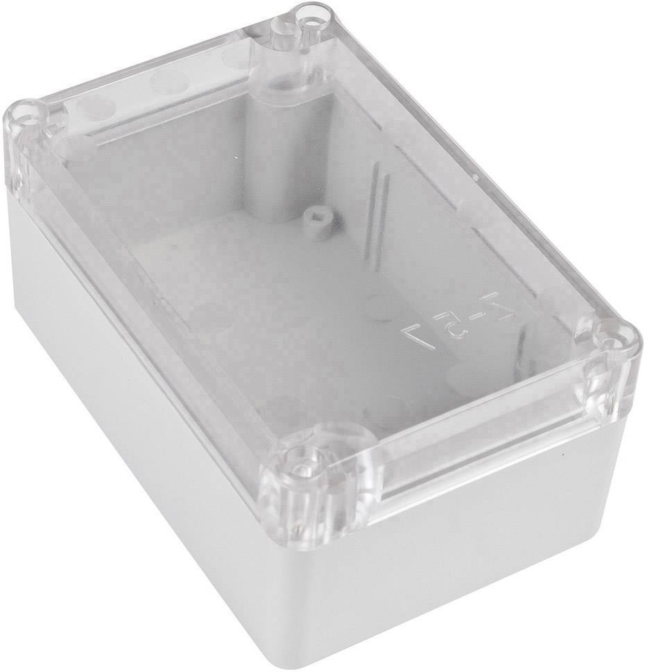 Transparente rechteckige Kunststoffbox mit abnehmbarem Deckel, geeignet zur Aufbewahrung kleinerer Gegenstände.