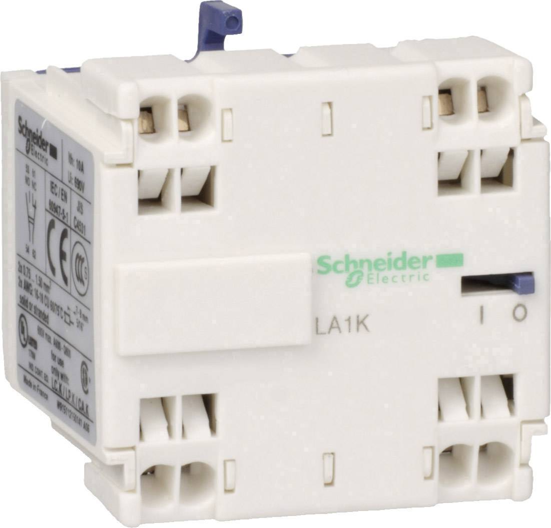 Ein weißer elektrischer Schaltschütz von Schneider Electric mit Modellnummer LA1K, verwendet im Schalttafelbau zur Steuerung elektrischer Schaltungen.