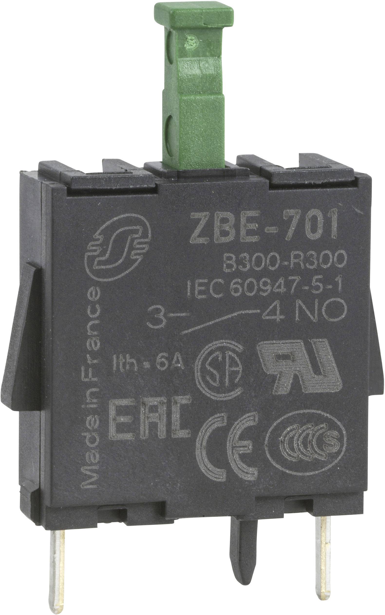 ZBE-701 Schaltermodul mit grünem Betätiger, Aufschrift 'B300-R300' und 'IEC 60947-5-1', geeignet für 3-4 NO Anwendungen, max. 6A.