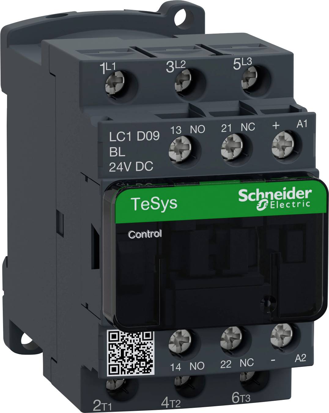 Schneider Electric TeSys LC1 D09 BL 24V DC Schütz mit Schraubklemmen und Frontschild.