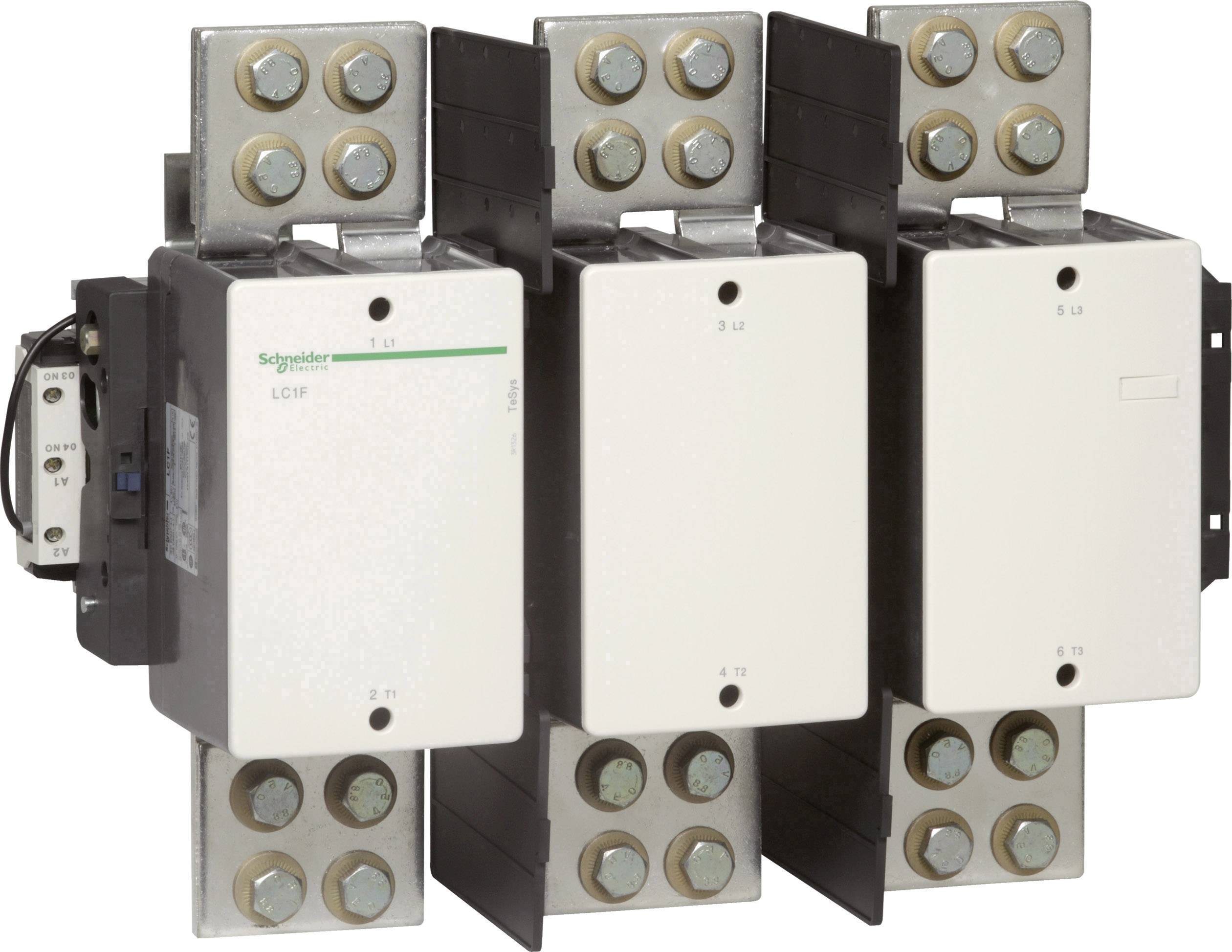 Drei geöffnete Leistungsschütze von Schneider Electric sind nebeneinander angeordnet, sichtbar sind die Klemmen und das Gehäuse.
