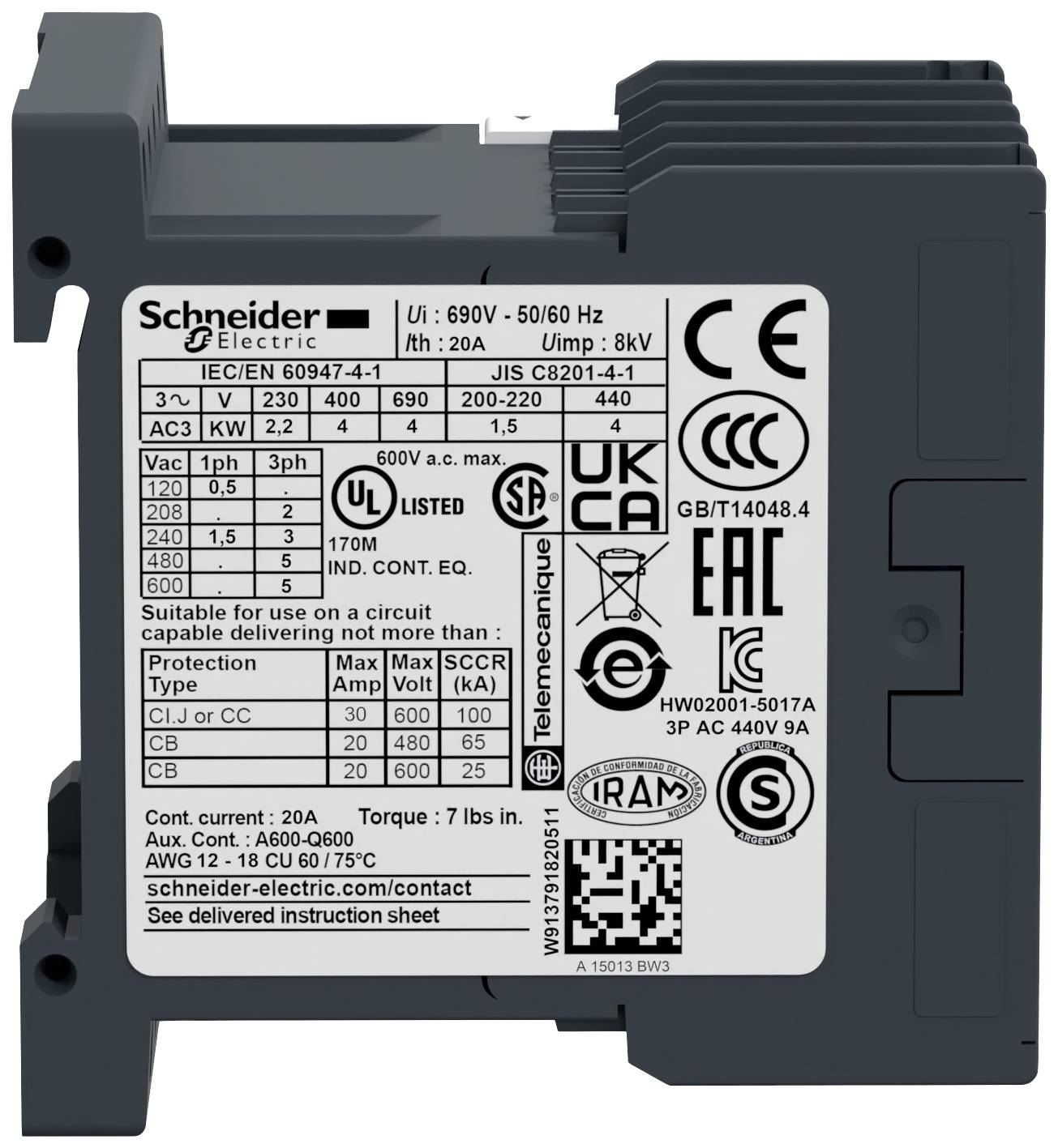 Schneider Electric LC1K0901B7 Leistungsschütz 1St.