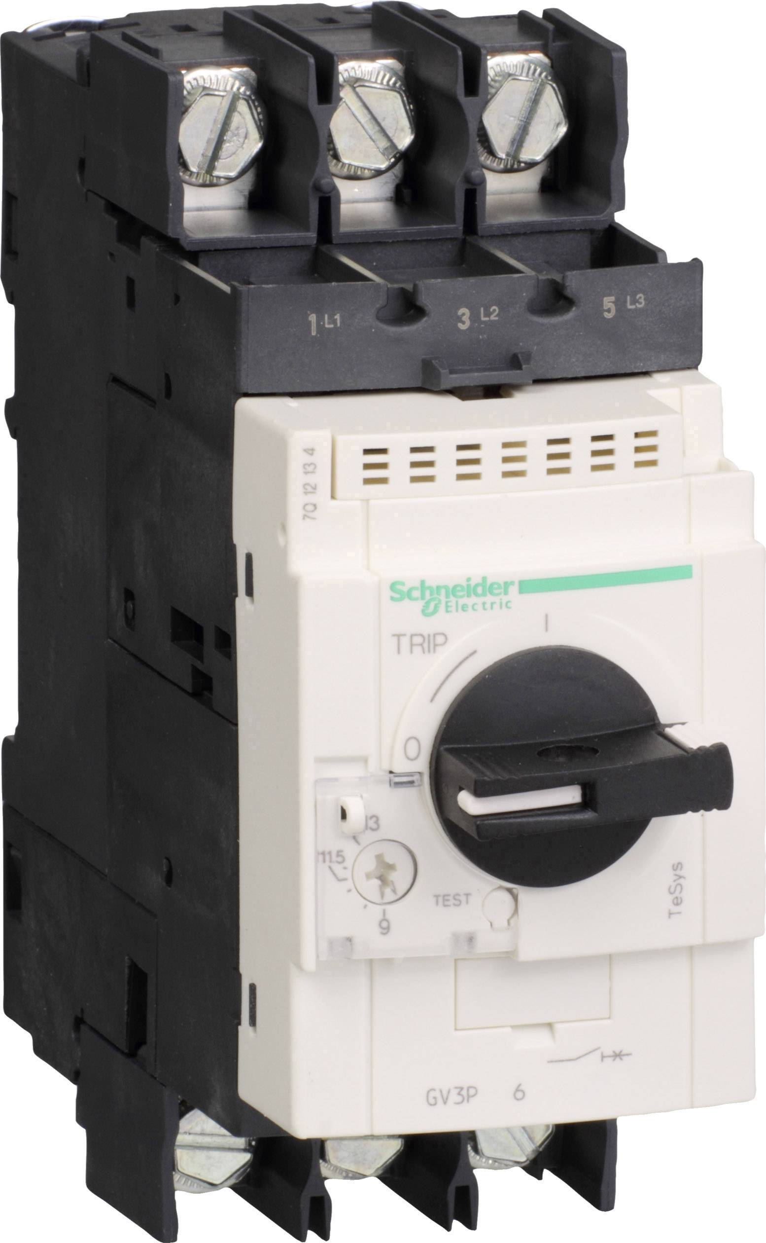 Ein dreipoliger Motorschutzschalter mit Drehknopf, Modellnummer auf der Vorderseite, zum Schutz von Elektromotoren vor Überlast.