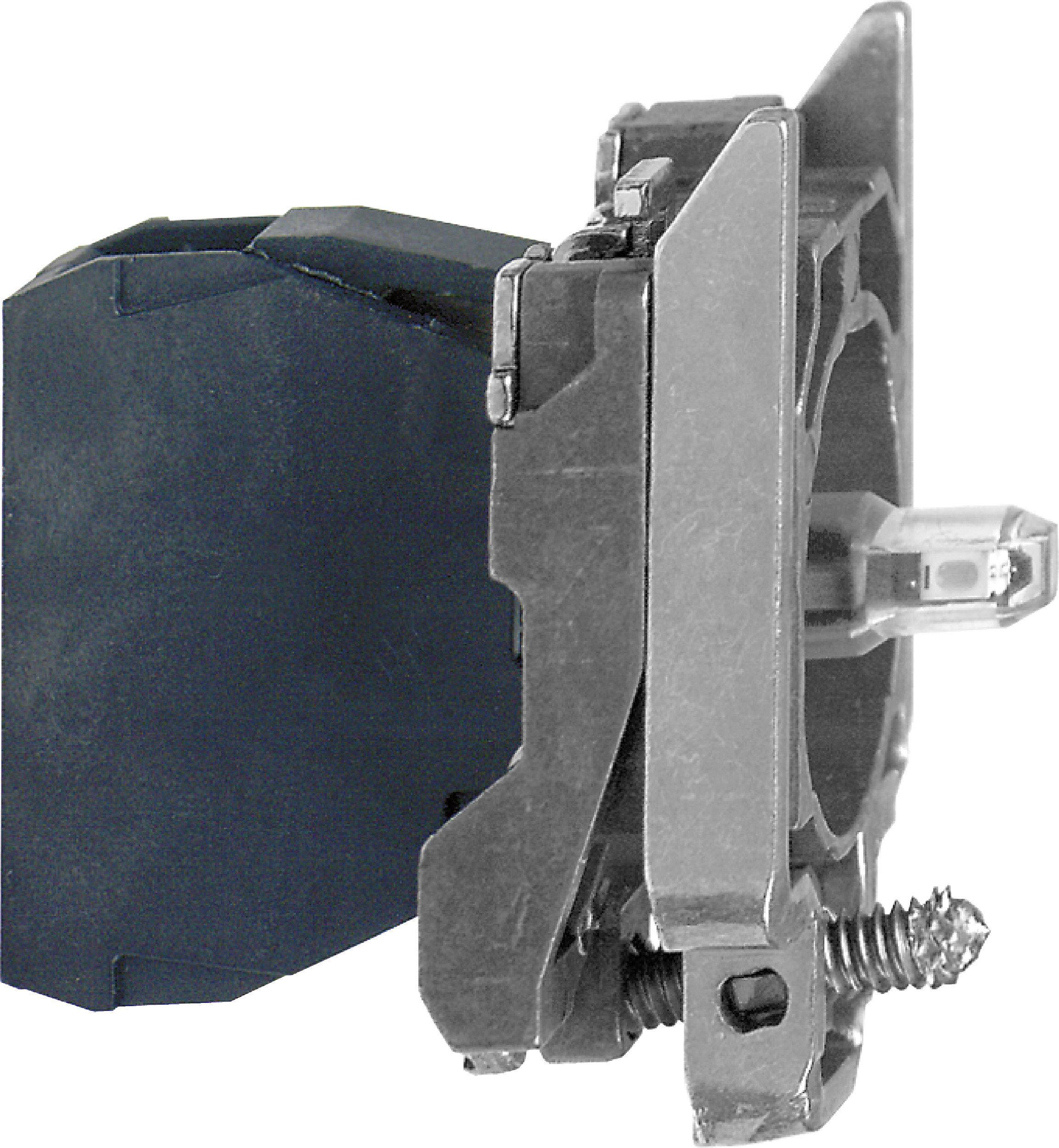 Metallschalterkomponente mit quadratischem, schwarzem Schalter und integriertem LED-Licht, seitliche Ansicht.