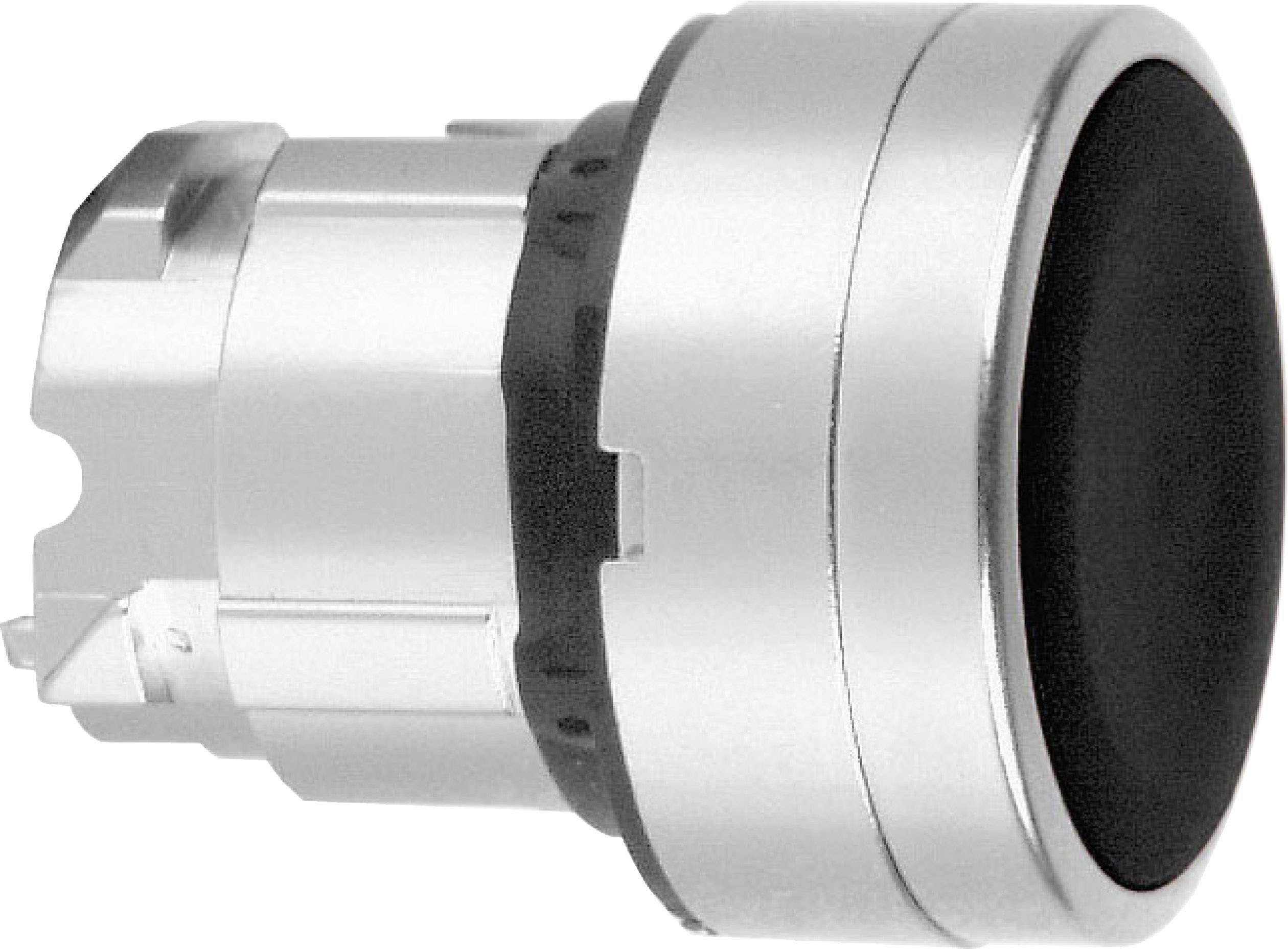 Silberner runder Druckknopf mit schwarzer Oberfläche, seitliche Ansicht. Verwendet in elektronischen Geräten zur Steuerung oder zum Auslösen von Aktionen.