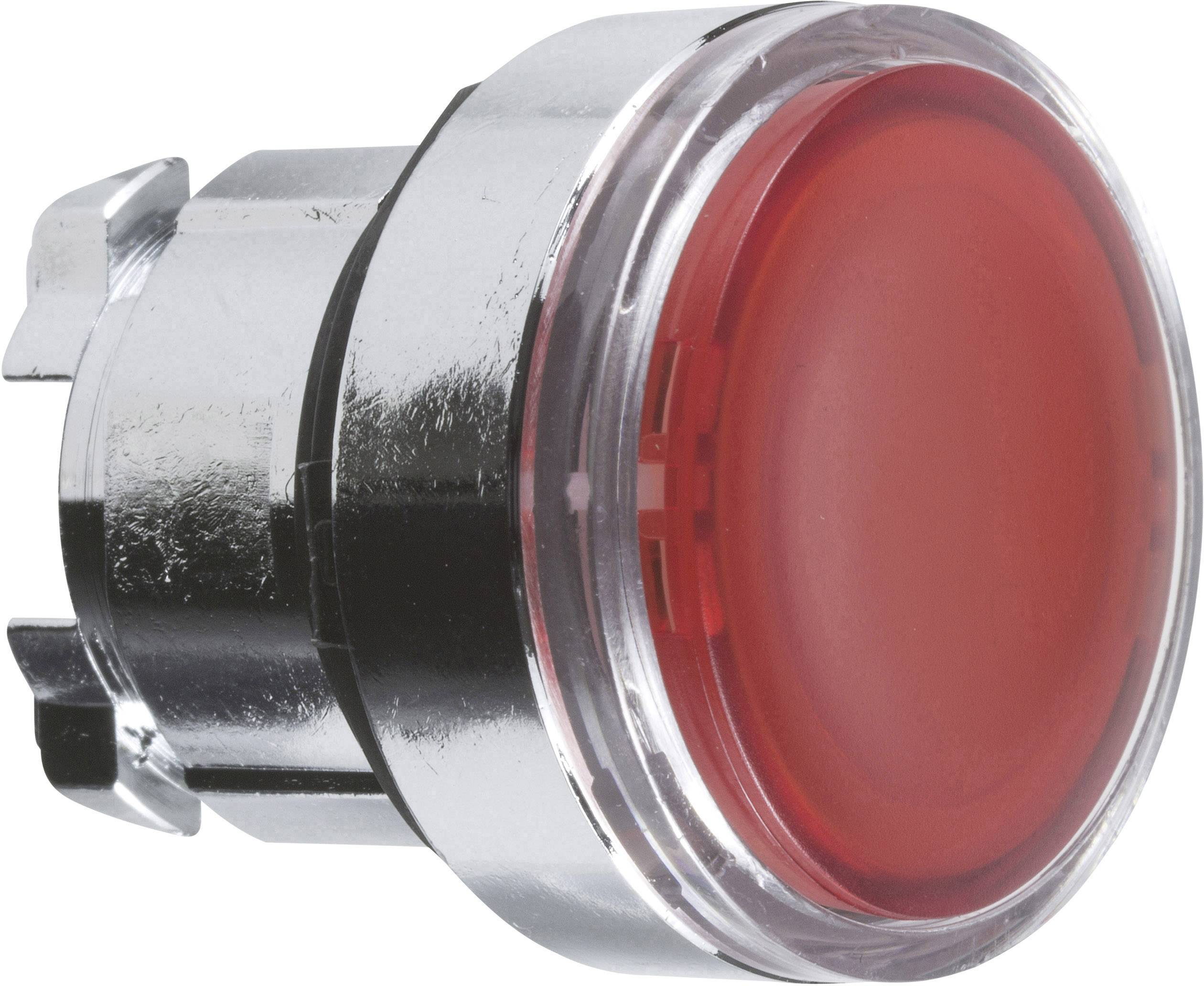 Ein roter runder Knopf mit silbernem Rand, geeignet für elektronische Geräte oder Maschinen, zur Steuerung oder Warnung.