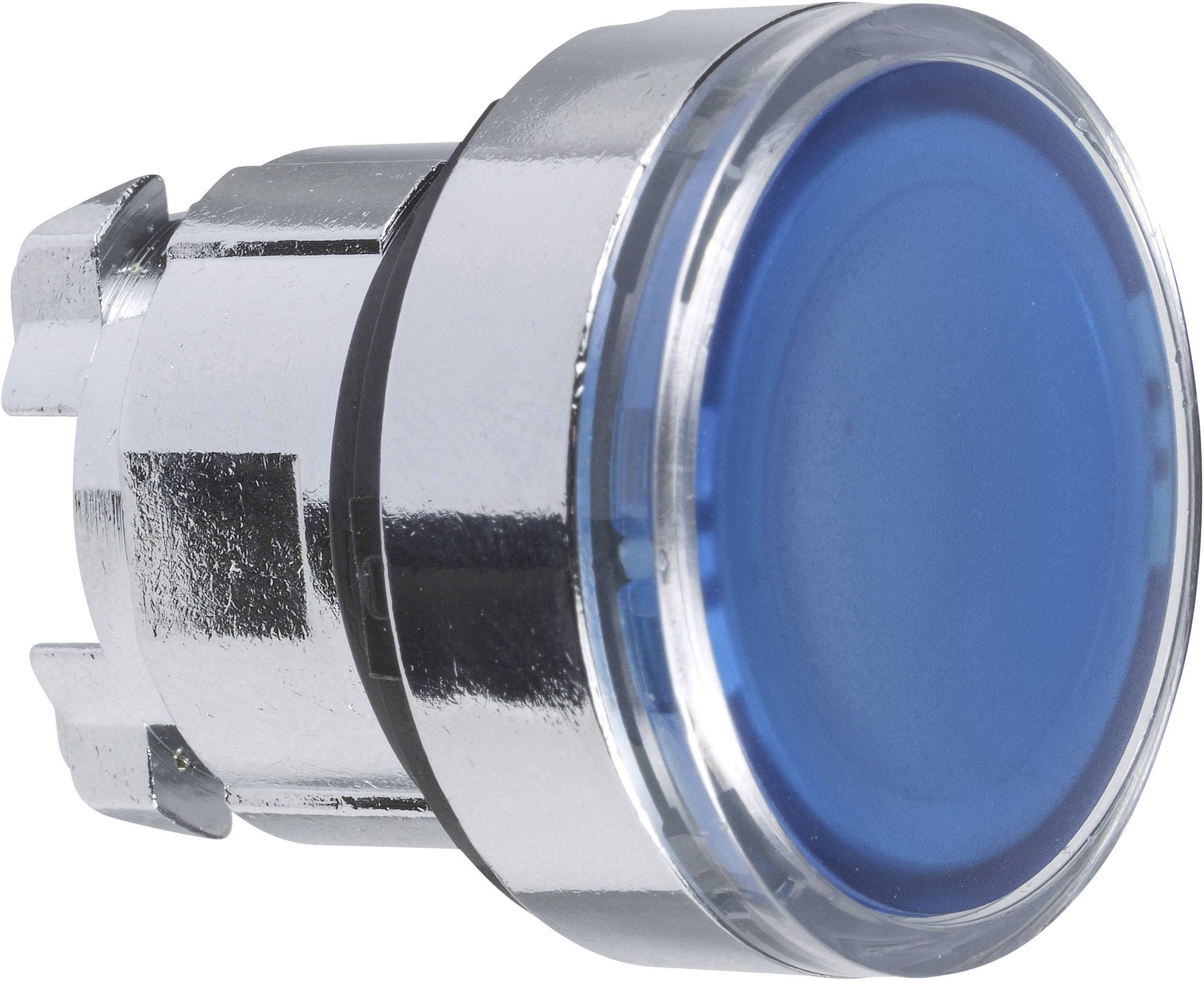 Runder, blauer Druckknopf mit silbernem Gehäuse, geeignet zur Steuerung oder Aktivierung von Geräten.