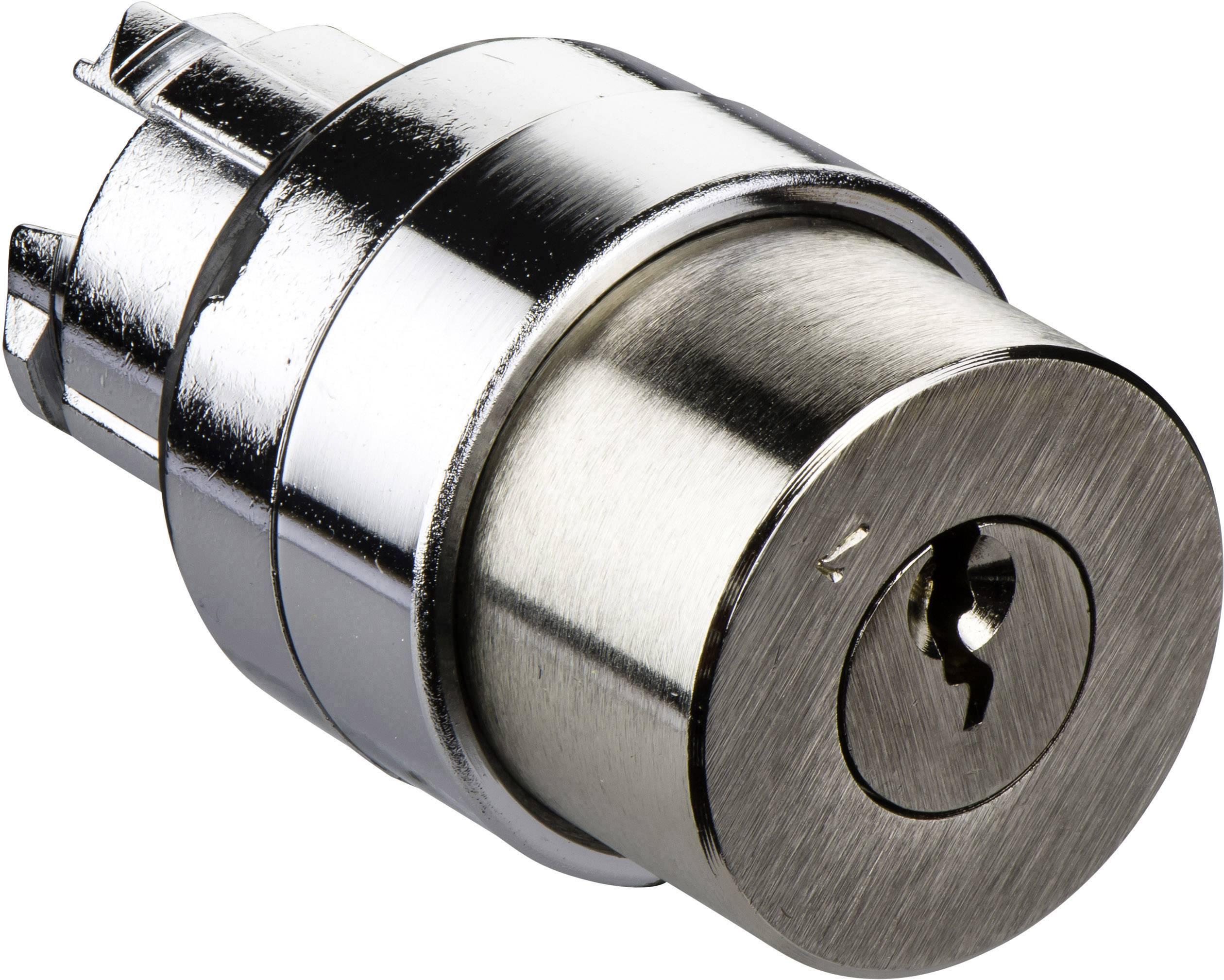 Ein zylindrisches Metallschloss mit glänzender Oberfläche und einem Schlüsselloch in der Mitte.