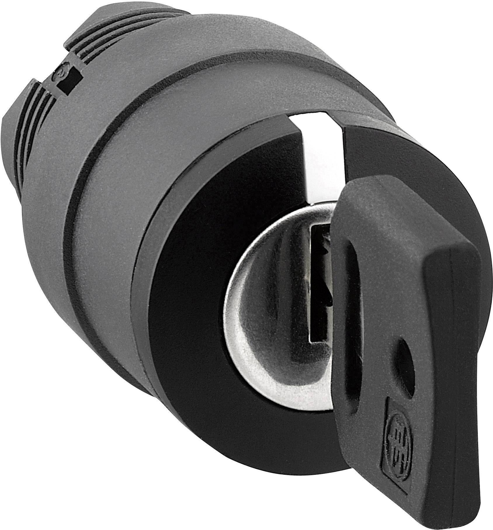 Ein schwarzes Schloss mit eingeschobenem Schlüssel.