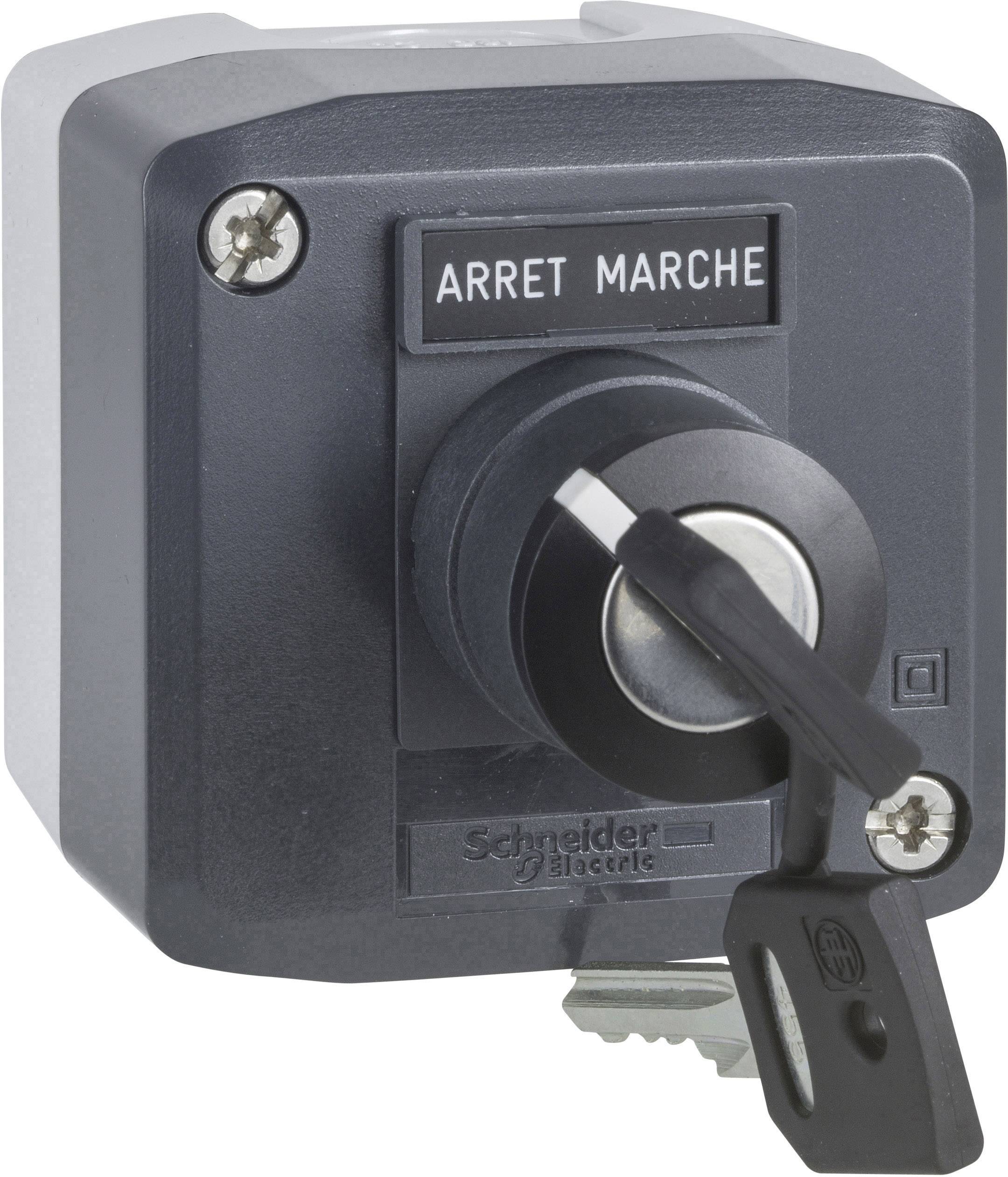 Schlüsselschalter mit den Beschriftungen 'ARRET' und 'MARCHE' darauf.