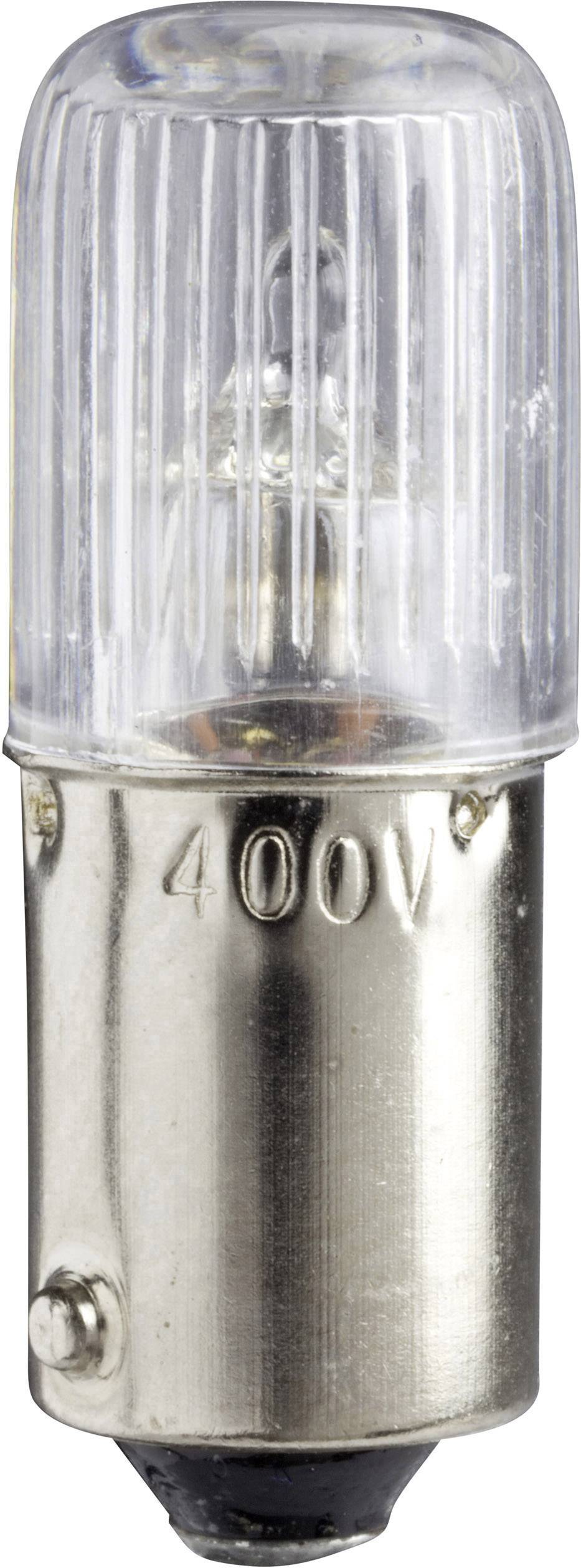 Eine Glühlampe mit 400V-Aufschrift und transparentem geripptem Glas, zeigt die interne Glühfadenstruktur.