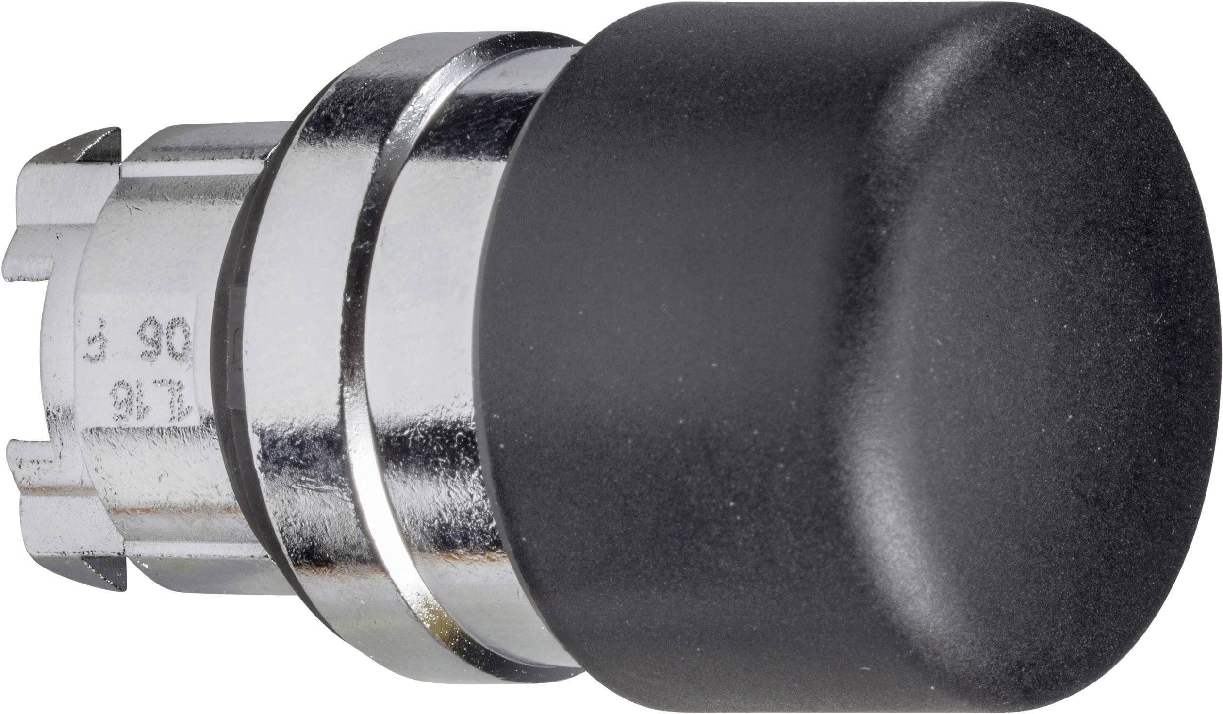 Ein schwarzer Drehknopf mit silbernem Ring und geriffeltem Schaft, oft zur Steuerung von Geräten verwendet.