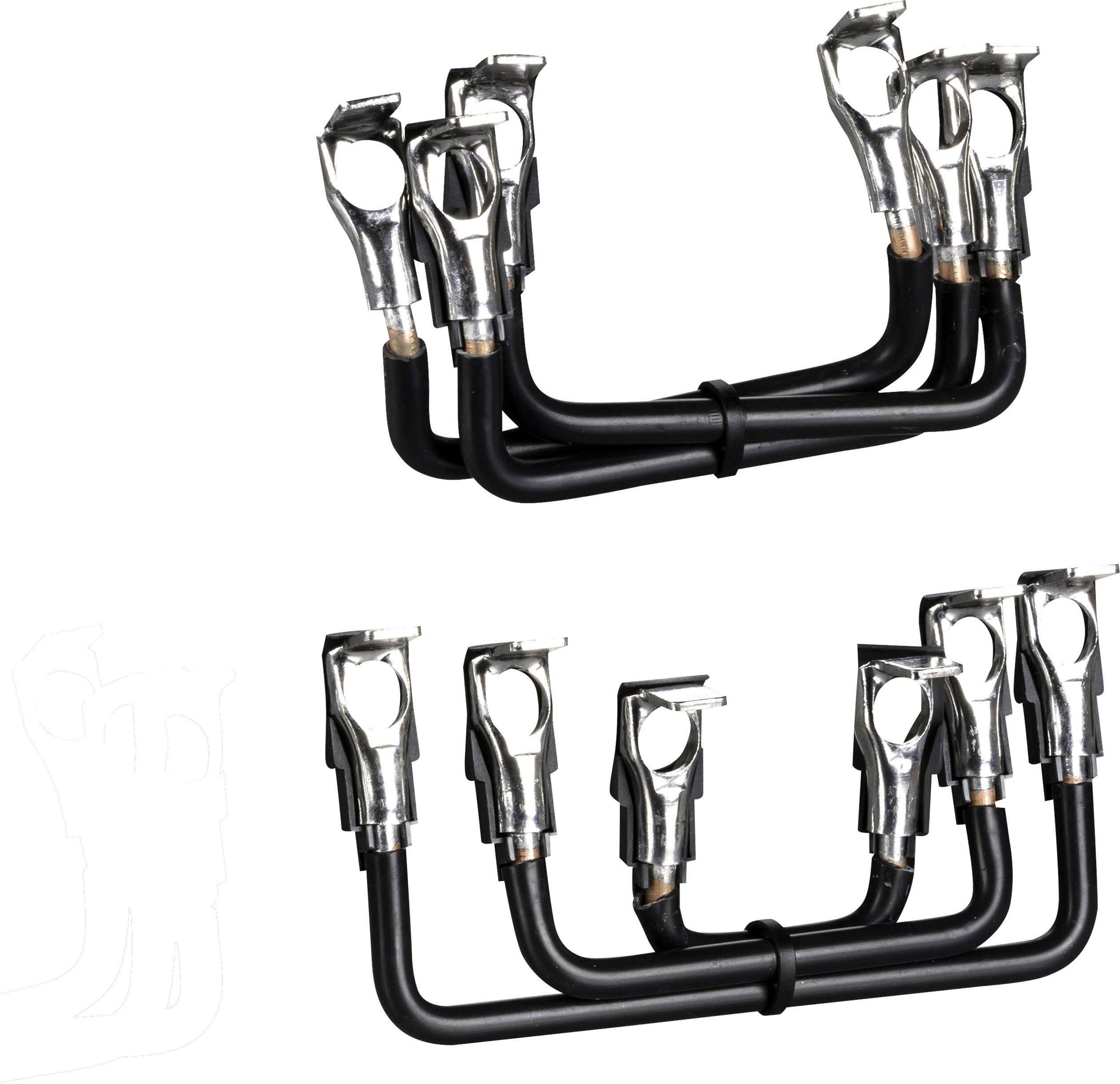 Zwei Stücke schwarze Zündkabel mit Metallklemmen, geeignet für den Einsatz in elektrischen Systemen oder Fahrzeugen.