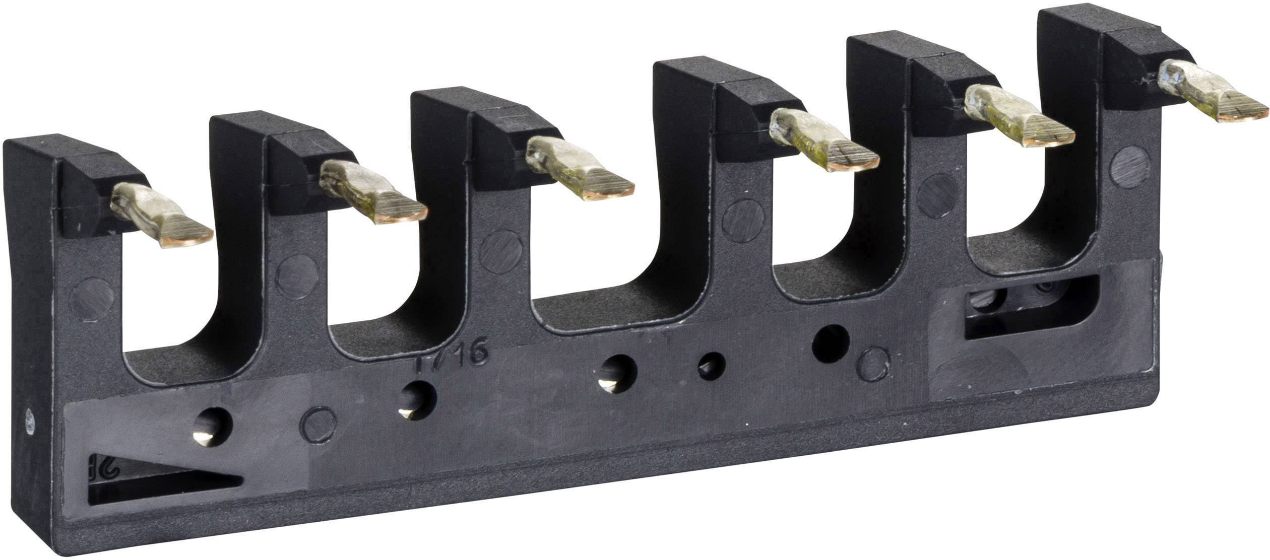 Ein schwarzer elektrischer Anschlussblock mit sechs Klemmen, die mit Metallkontakten versehen sind, geeignet für leistungsstarke Verbindungen.