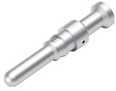 Ein silbernes Metallteil in zylindrischer Form mit unterschiedlichen Durchmessern und Rillen, möglicherweise ein Bauteil oder Adapter.
