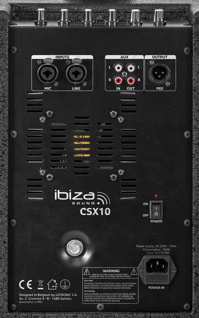 Ibiza Sound CSX10 Aktives PA-Lautsprecher-Set Bluetooth, Integriertes Mischpult